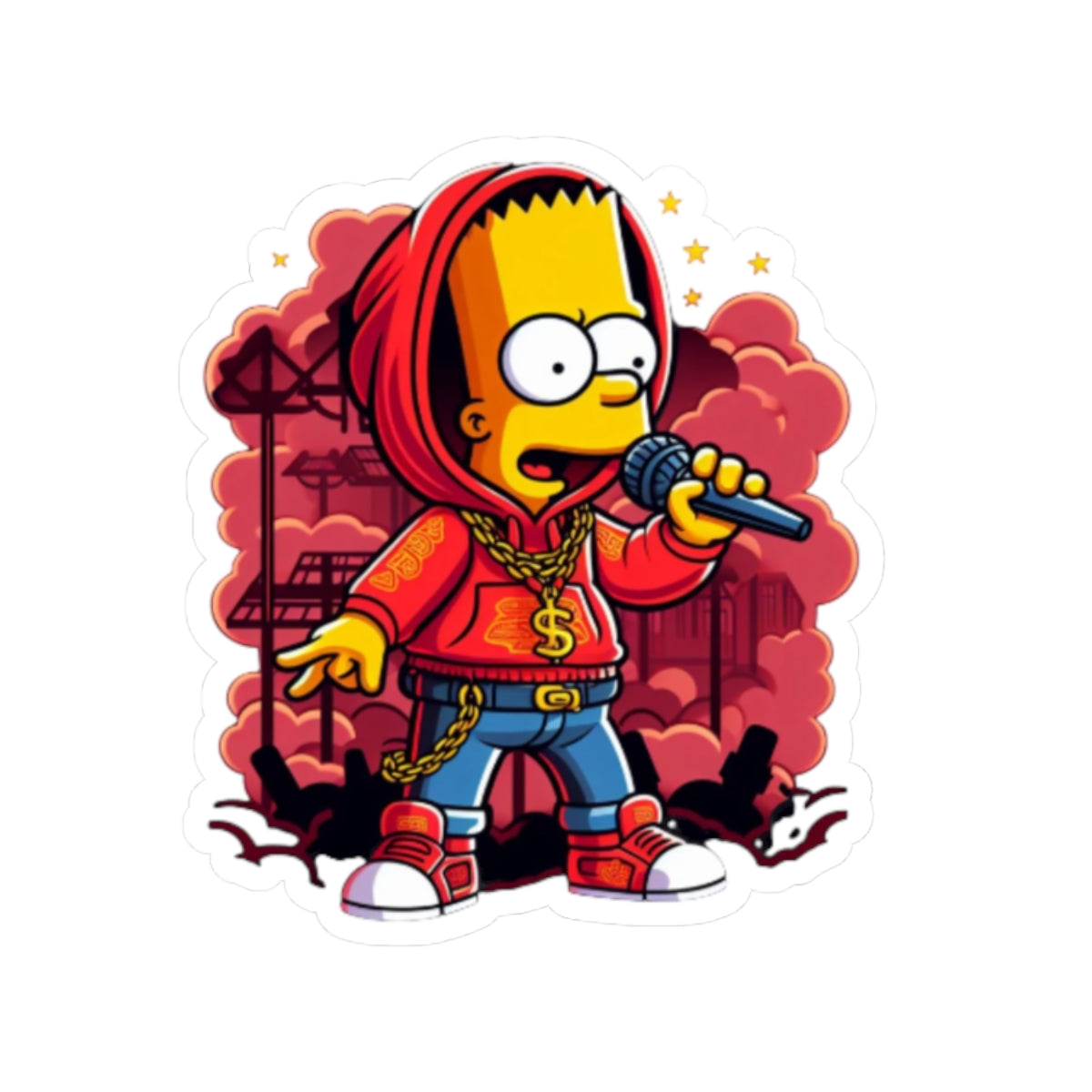 Rap Bart Simpson Sticker | Kiss-Cut Vinyl Sticker, Hip Hop Character