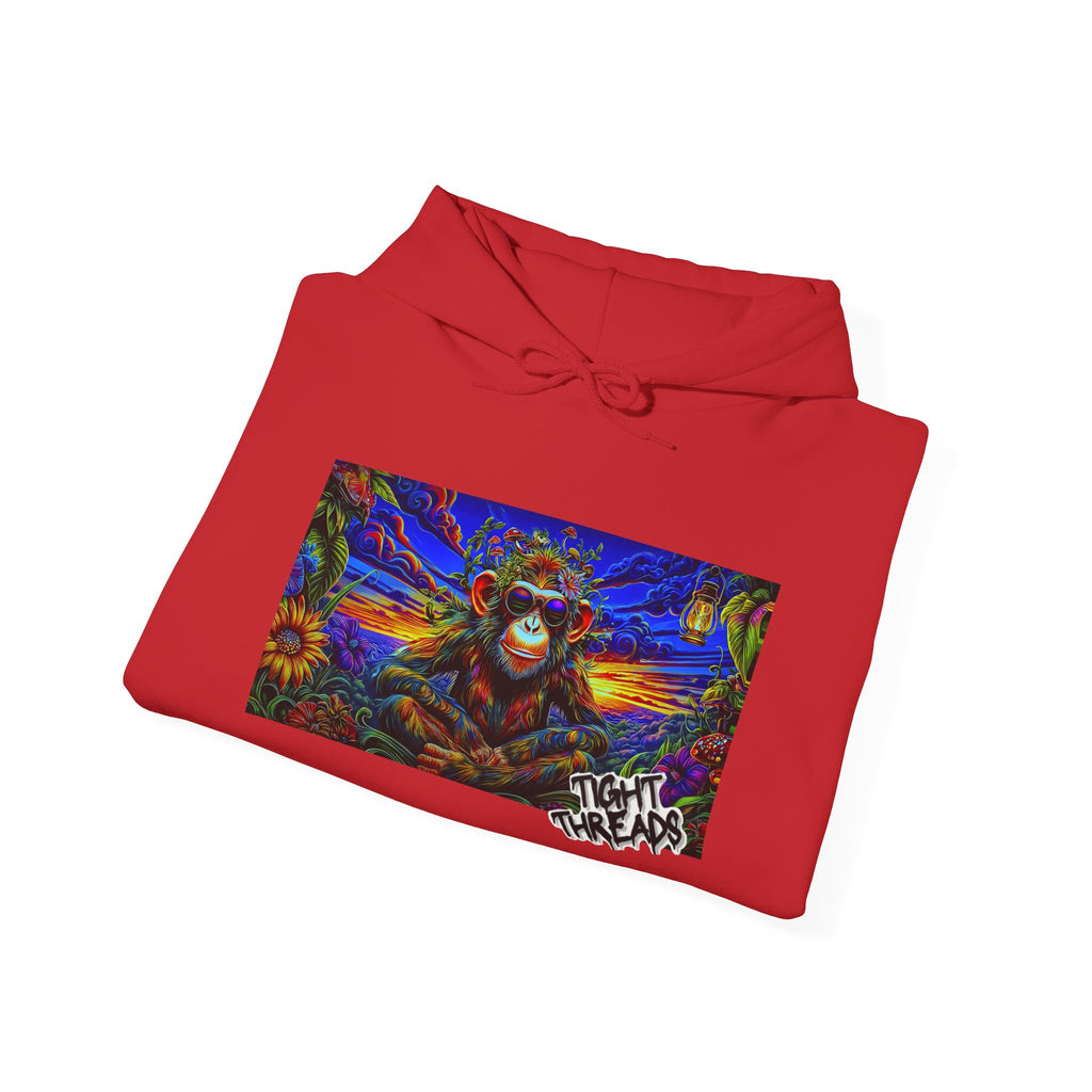 Colorful Cool Monkey Artistic Hoodie, Graphic Sweatshirt, Beach Vibe, Casual Streetwear, Cozy Gift, Unisex Hooded Sweatshirt