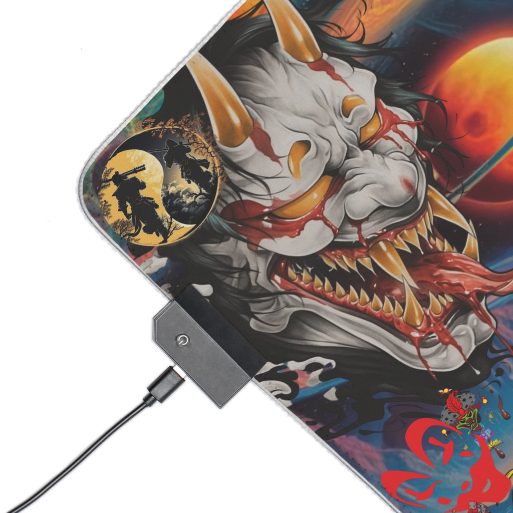 Psychodelic Sneed Style Cartoon Chakra Meditation Alien Art LED Gaming Mouse Pad | RGB Desk Mat