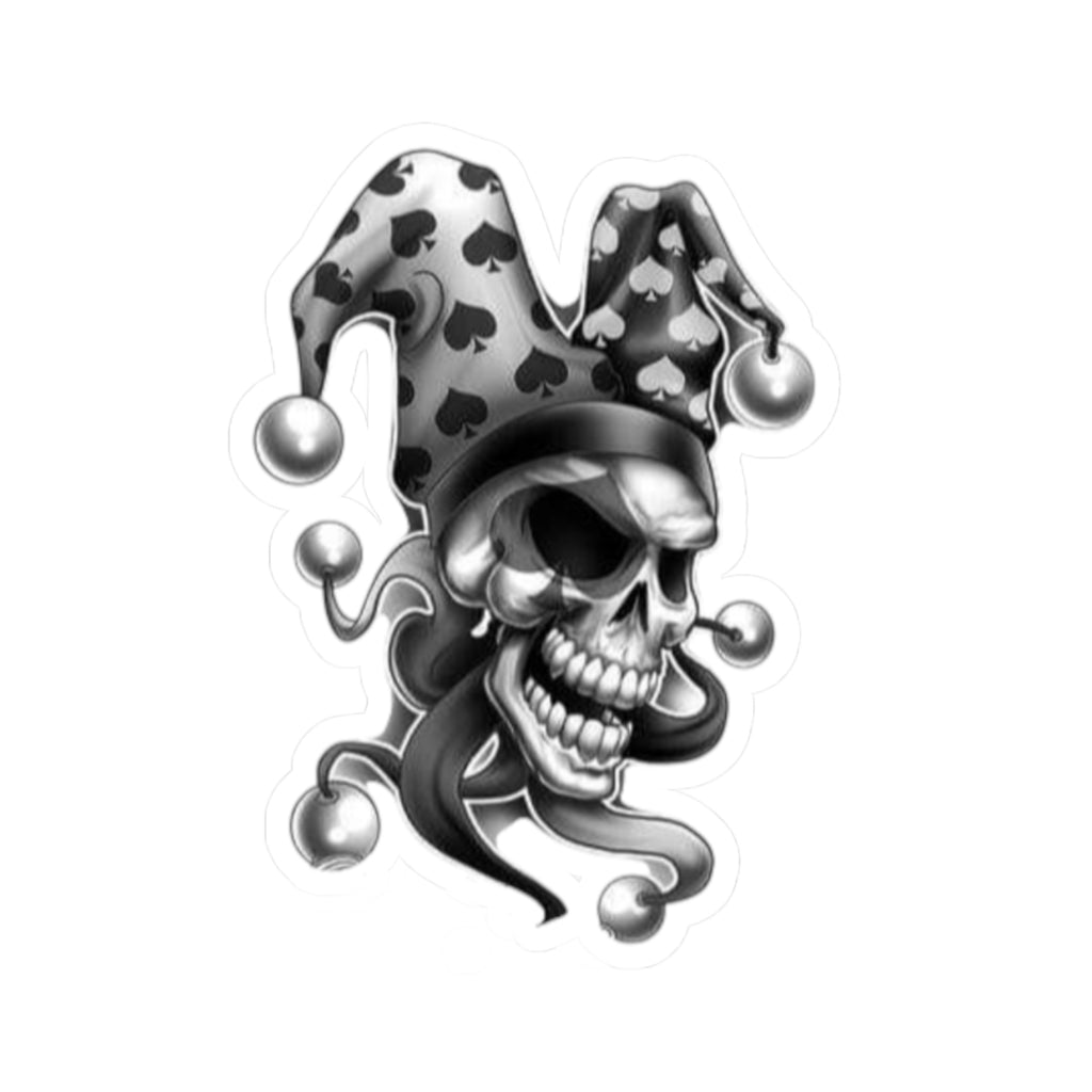 Jester Skull Stickers - Cool Laptop Decal, Goth Aesthetic Art, Dark Humor Gift, Halloween Decor, Unique Punk Accessories