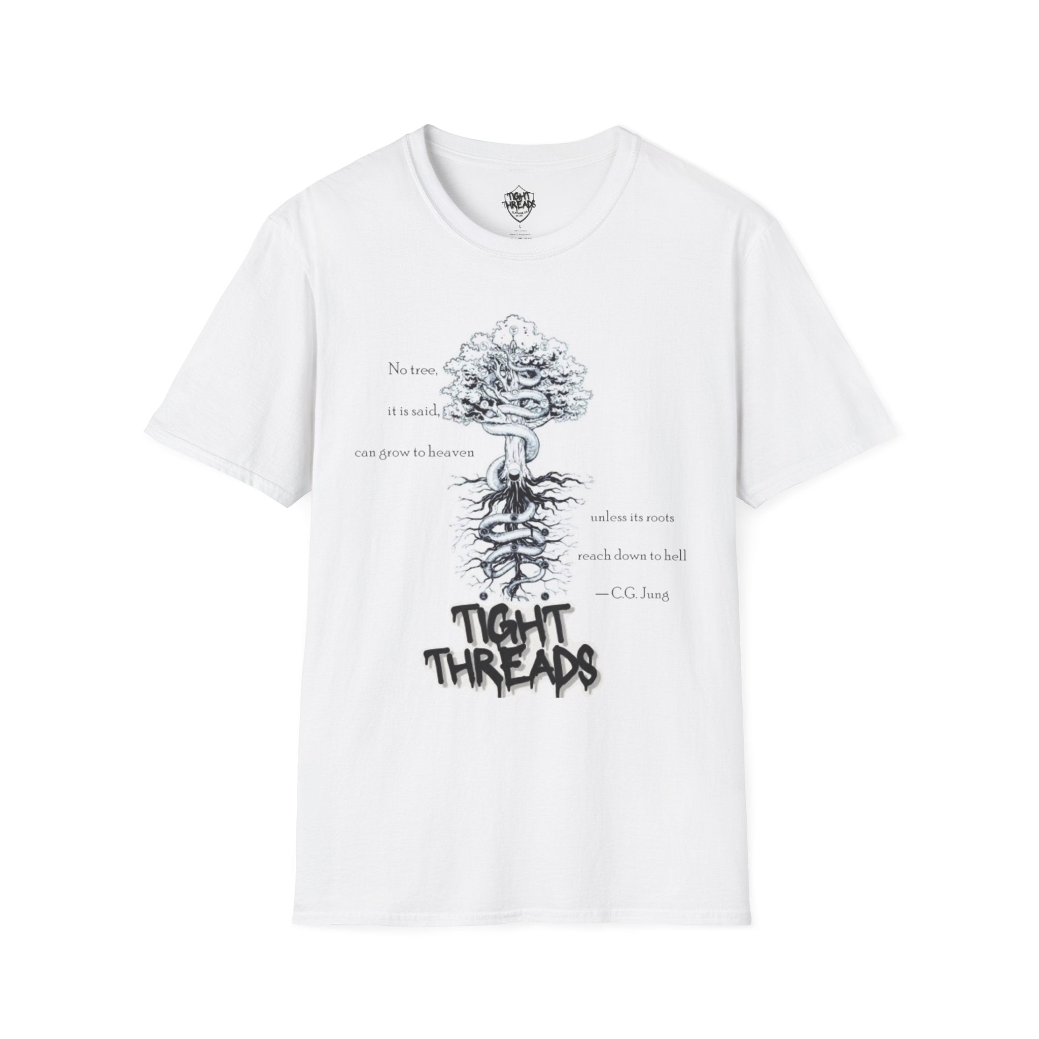 Carl Jung Quote Tees for Philosophers, Comfort Wear, Gift for Friends, Eco-Friendly Fashion, Tree Design Shirt