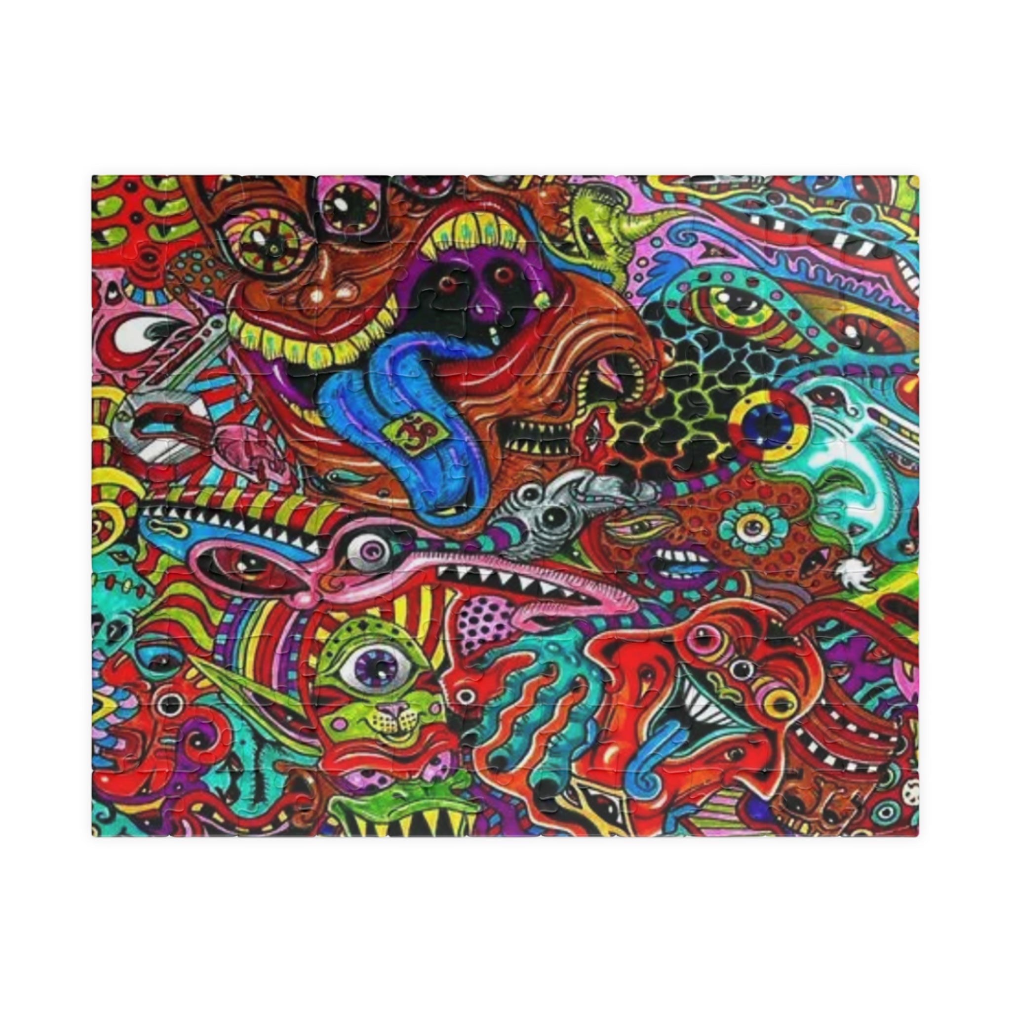 Psychedelic Monster Collage Puzzle 500+ Piece | Colorful Trippy Art Jigsaw