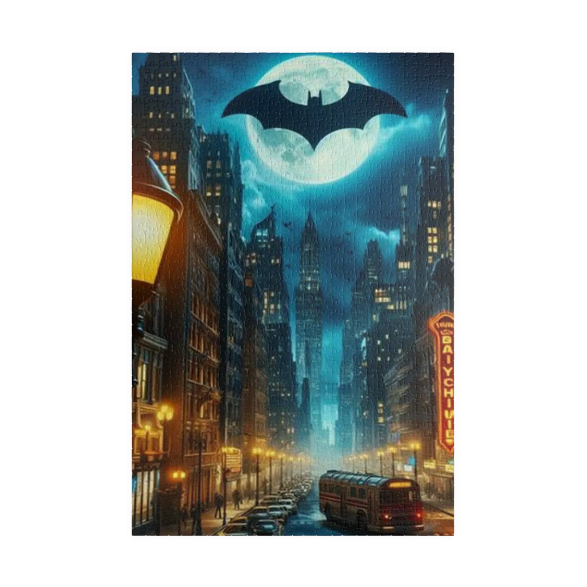 Gotham Night Skyline Batman signal Puzzle