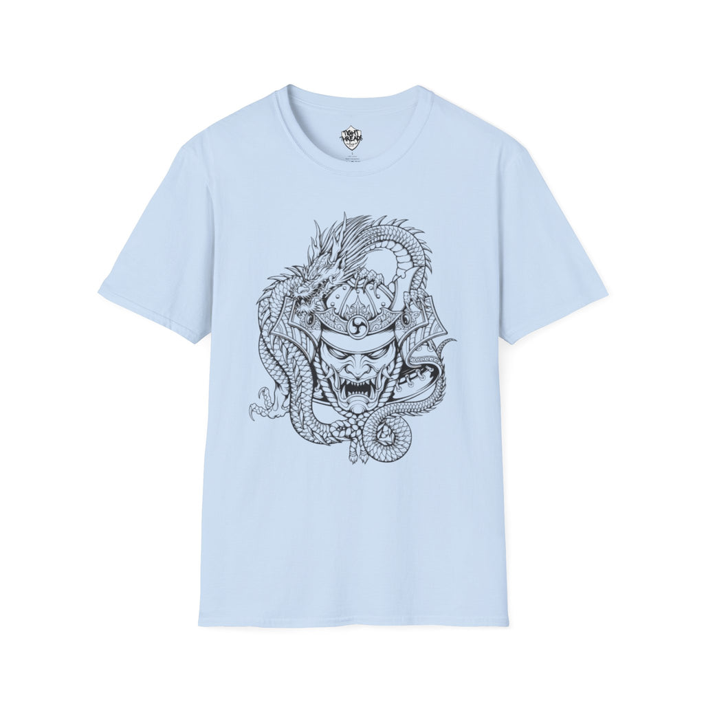 Dragon Oni Graphic Unisex Softstyle T-Shirt, Casual Wear, Gift for Him/Her, Festival Outfit, Anime Lover Tee, Unique Art Shirt
