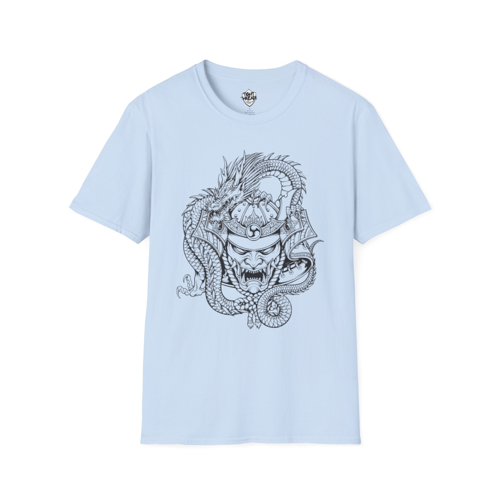 Dragon Oni Graphic Unisex Softstyle T-Shirt, Casual Wear, Gift for Him/Her, Festival Outfit, Anime Lover Tee, Unique Art Shirt