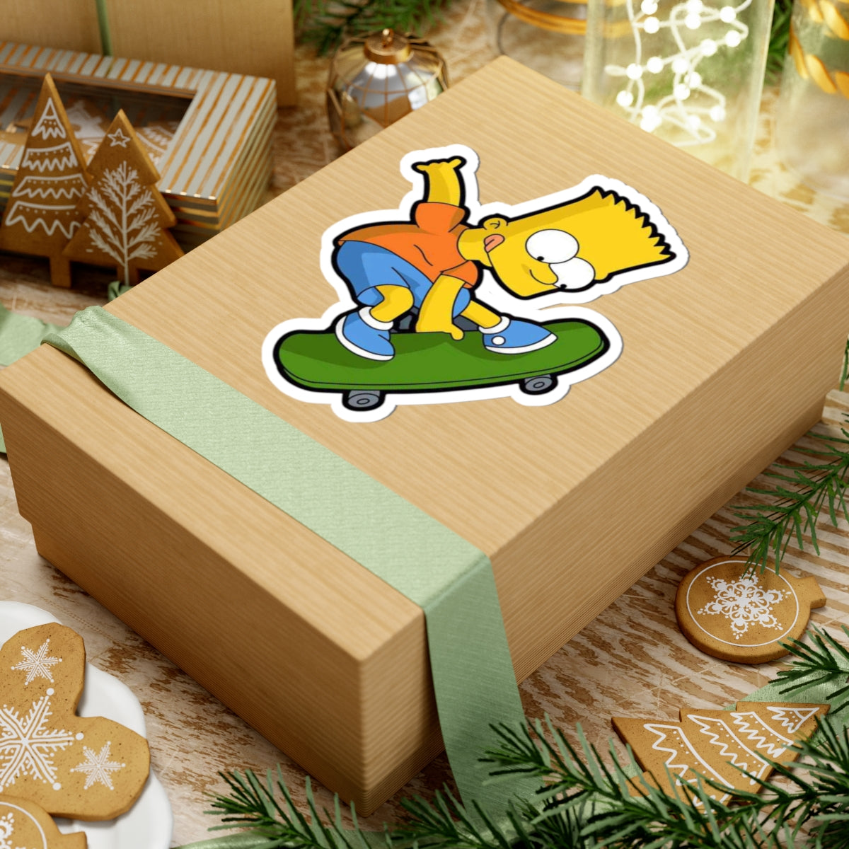 Bart Simpson Skateboarding Sticker | Kiss-Cut Sticker