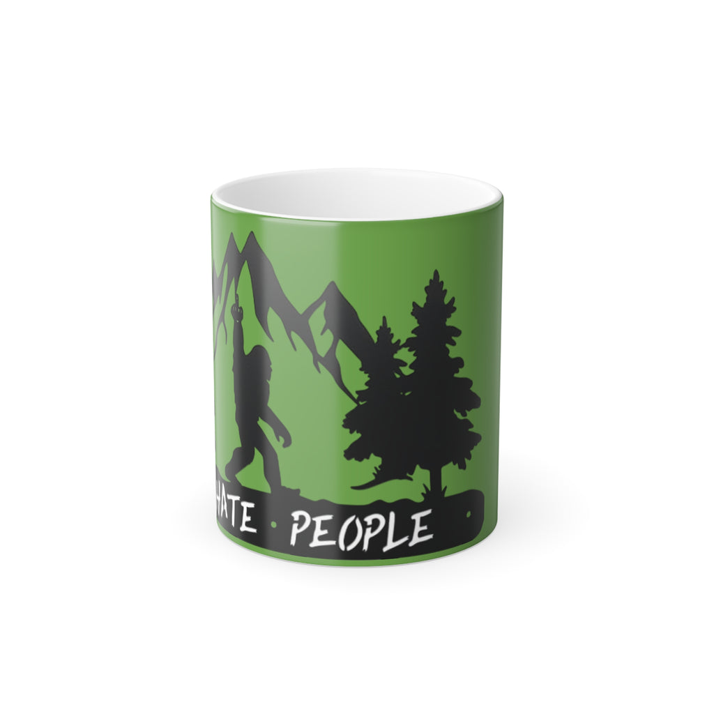 Bigfoot Mountain Scene Color Morphing Mug | Sasquatch Hiking Silhouette