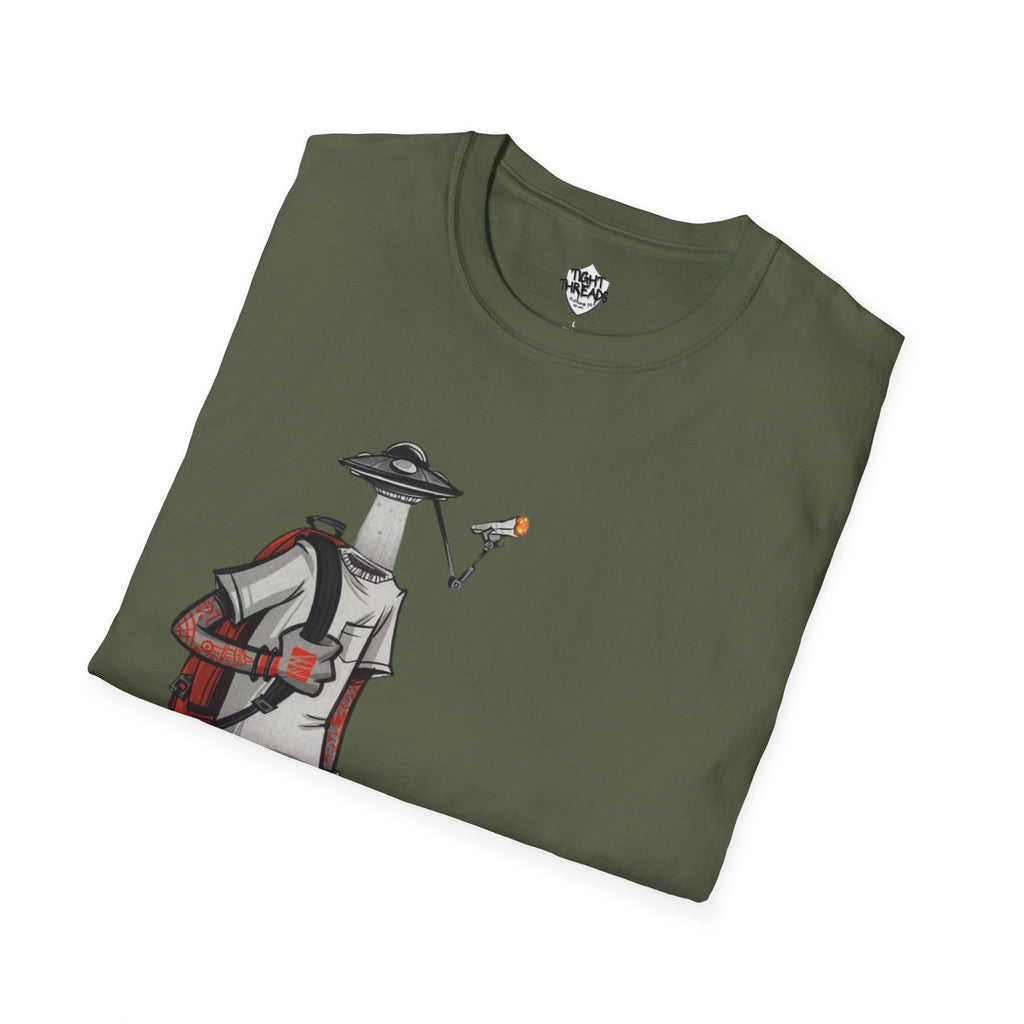 UFO Head Smokin Graffiti Street Art Unisex T-Shirt, Urban Graphic Tee, Unique Gift, Casual Style, Everyday Wear