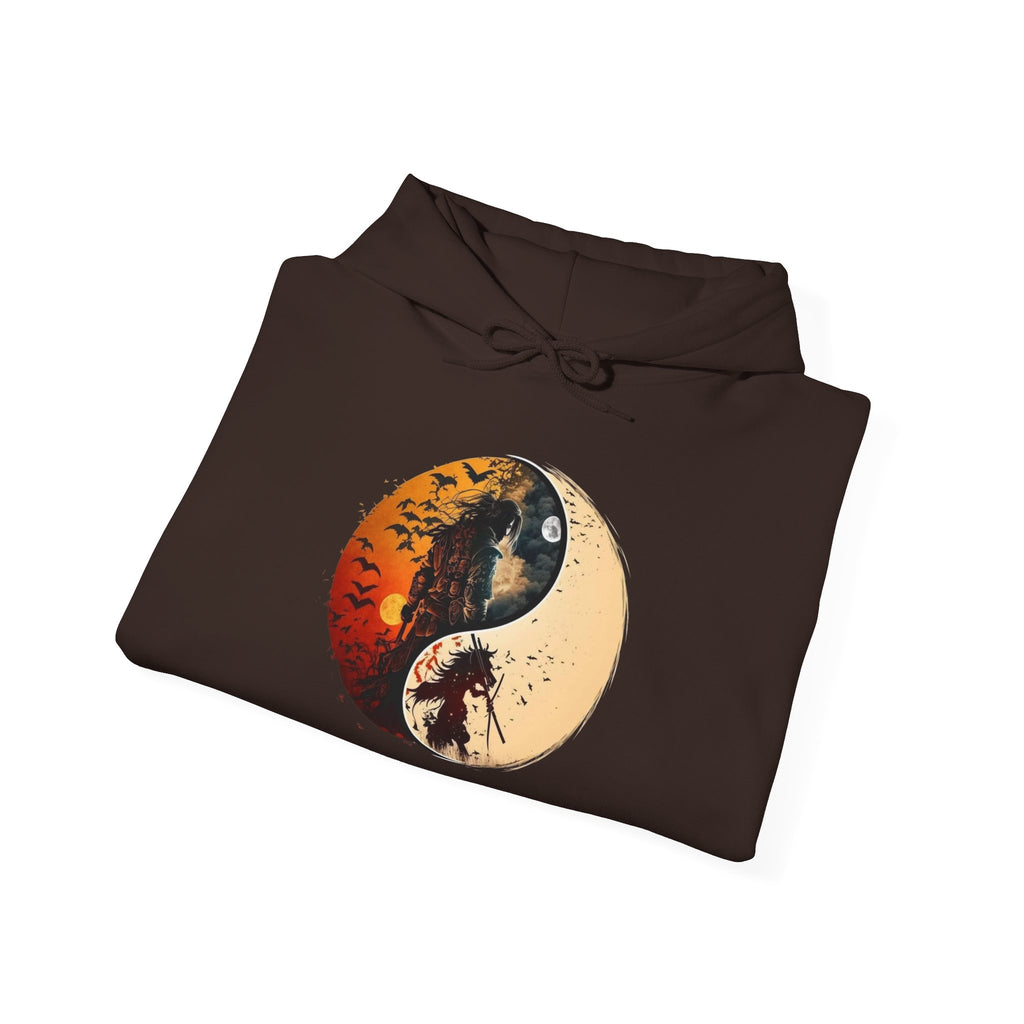 Yin Yang Samurai Hoodie - Cozy Streetwear, Unisex Fashion, Meditation Gift, Casual Wear, Spiritual Apparel