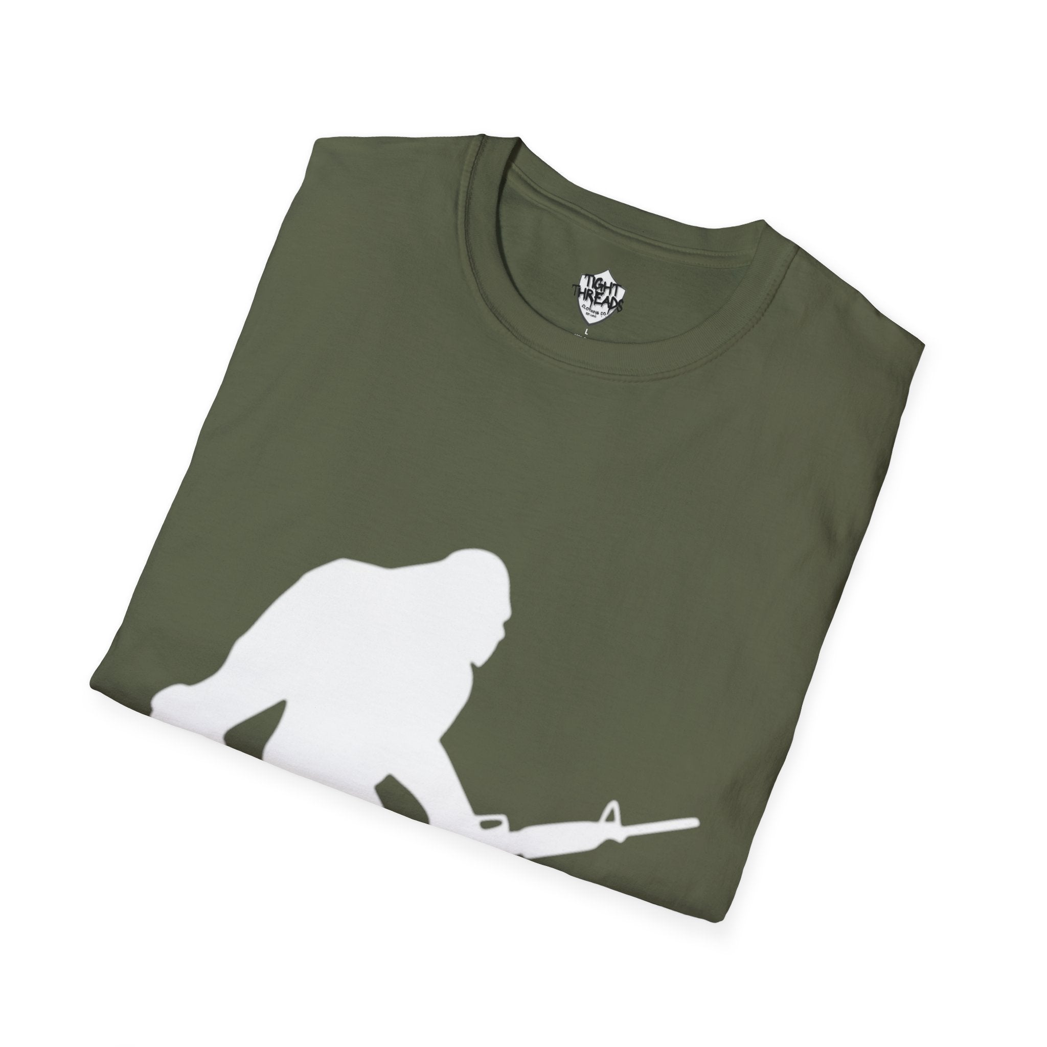 Sasquatch with Rifle T-Shirt | Bigfoot Hunting Silhouette Tee