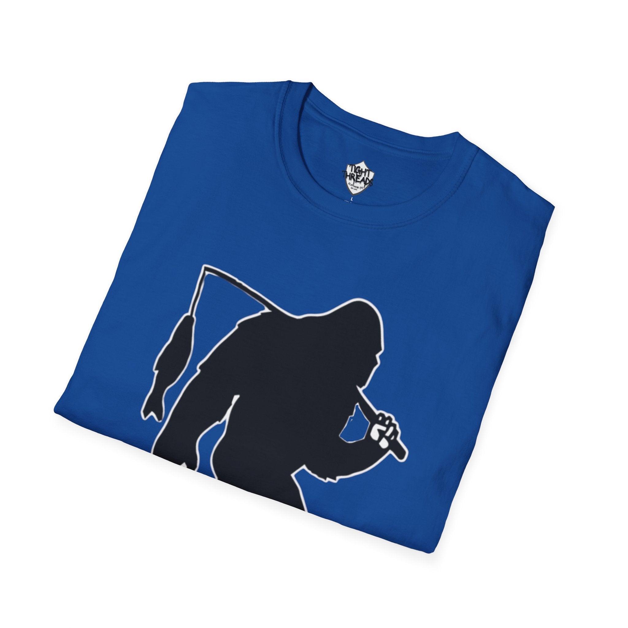 Bigfoot Fishing T-Shirt | Sasquatch Fisherman Silhouette