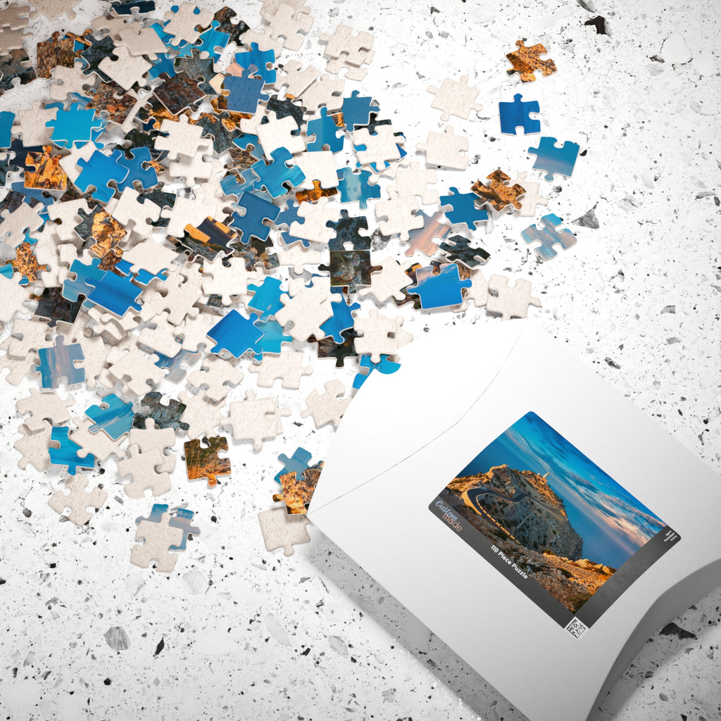 Coastal Lighthouse Cliff Road Puzzle 520-piece | Scenic Seascape Jigsaw