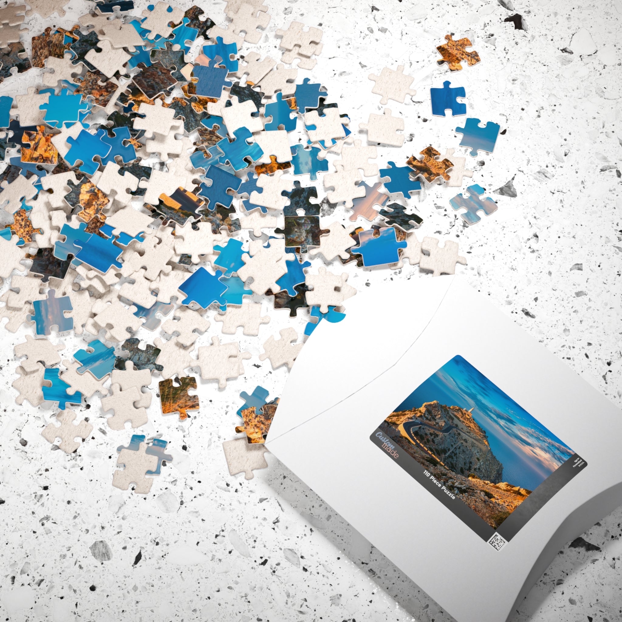Coastal Lighthouse Cliff Road Puzzle 520-piece | Scenic Seascape Jigsaw