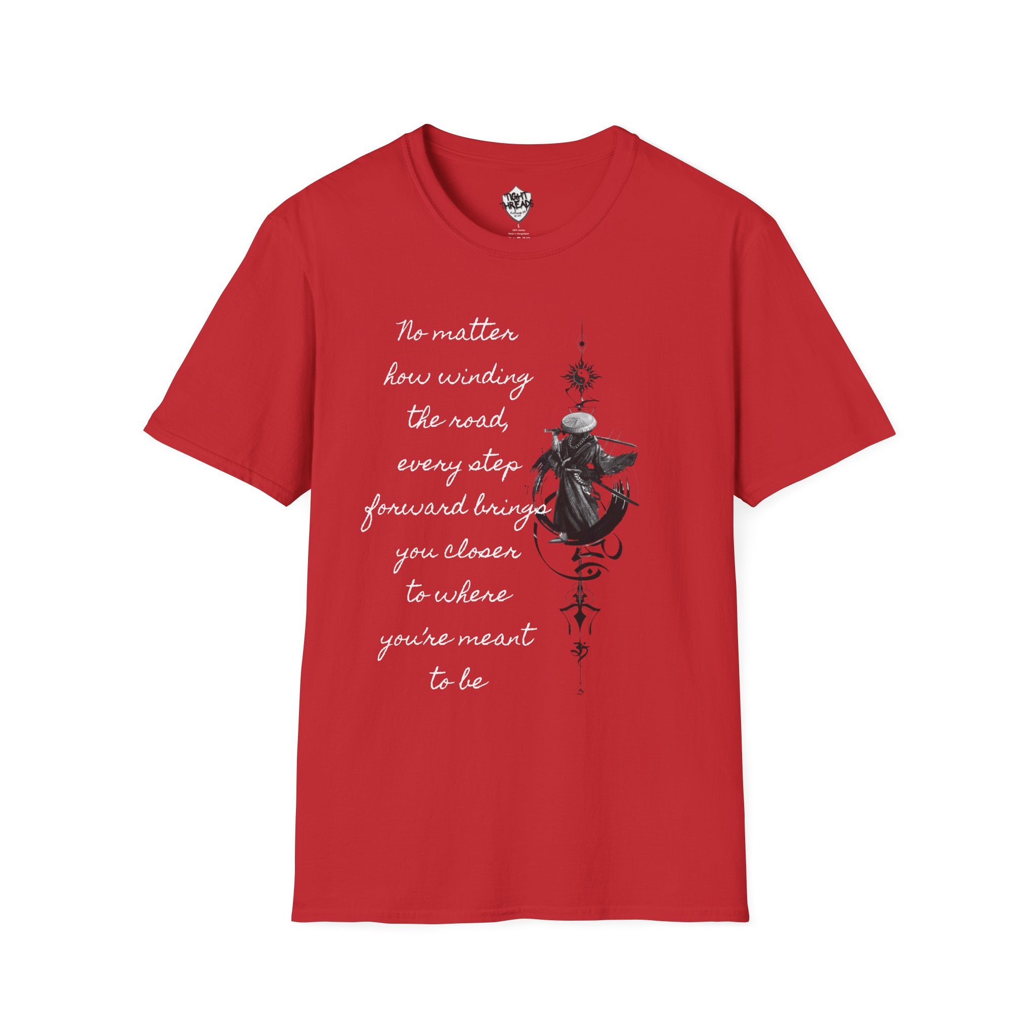 Samurai Unalome Inspirational Quote T-Shirt, Motivational Tee, Unique Graphic Shirt, Gift for Friends, Casual Wear, Unisex Softstyle Tee