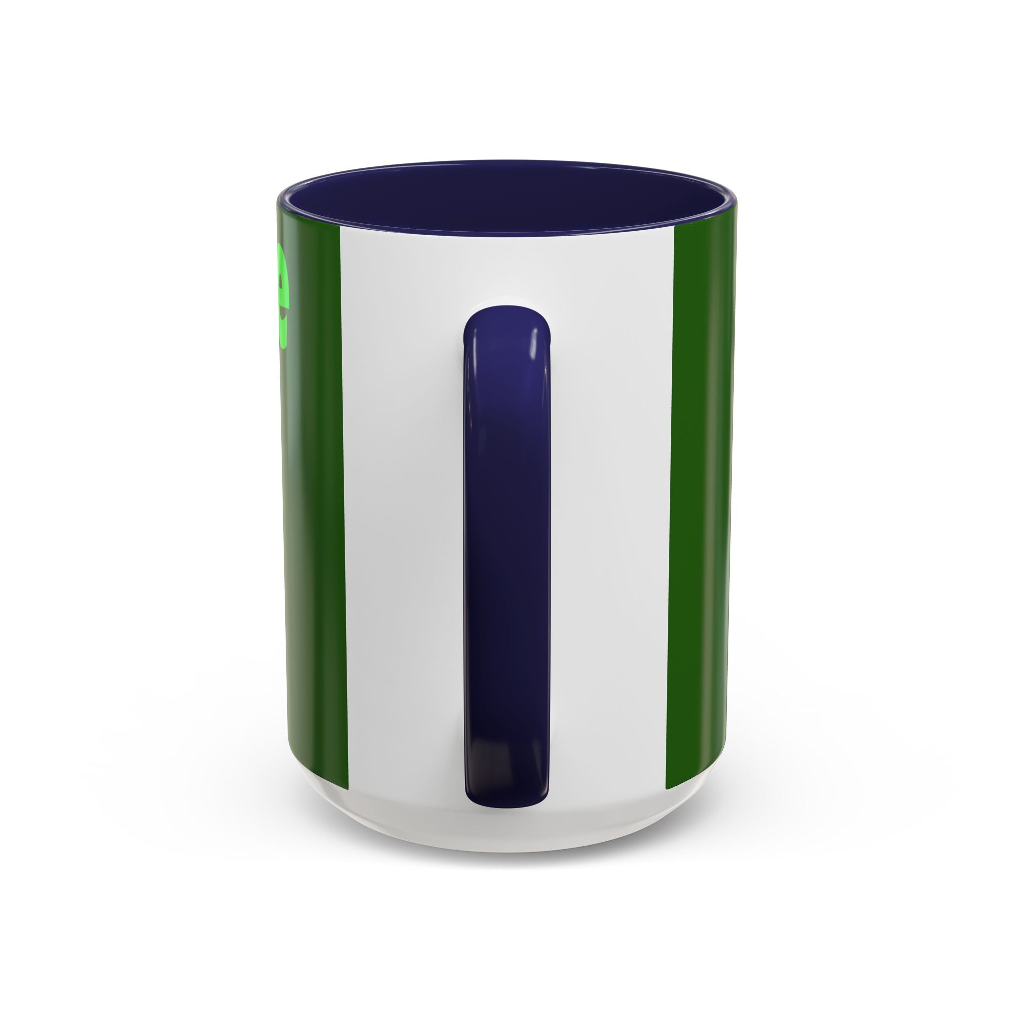 Leafy Green Lettering Accent Coffee Mug 11oz 15oz | Forest Background, Contrasting Handle