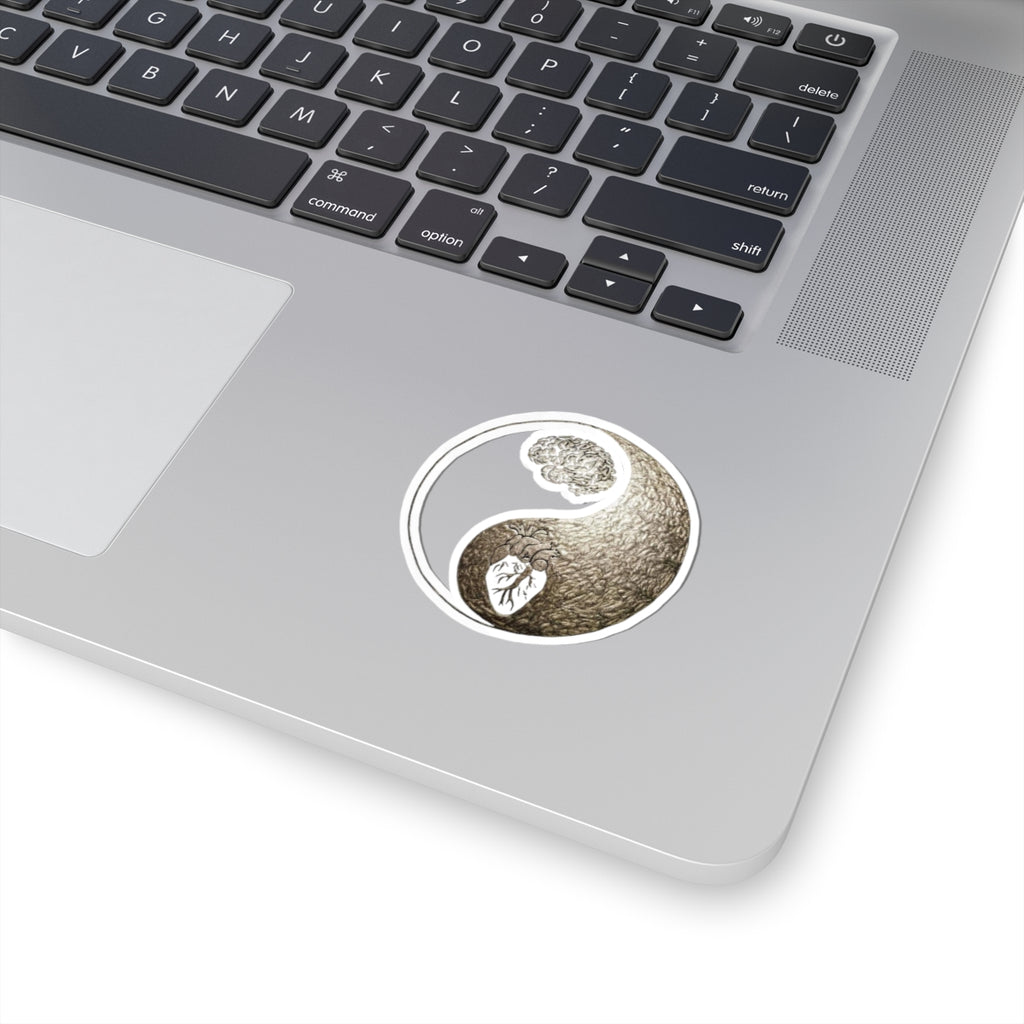 Yin Yang Kiss-Cut Stickers - Heart & Brain Design, Perfect for Laptops, Journals, Decor, Gifts, Mindfulness