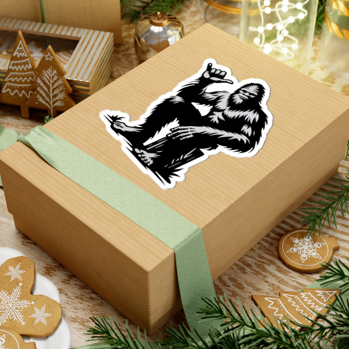 Hang Loose Bigfoot Kiss-Cut Stickers | Sasquatch Surfing Decal