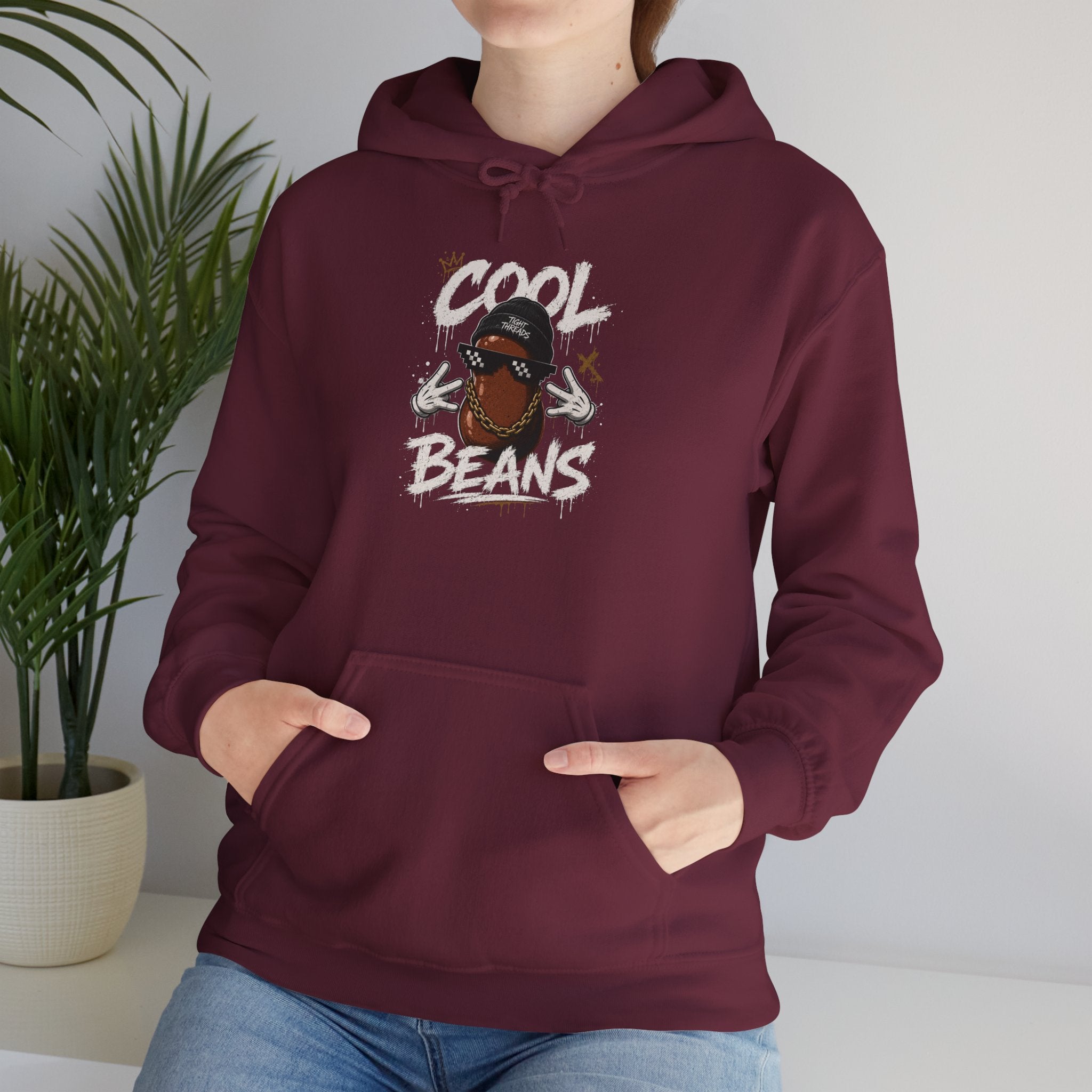 Cool Beans Hoodie — Funny Cartoon Coffee Bean Graphic Pullover