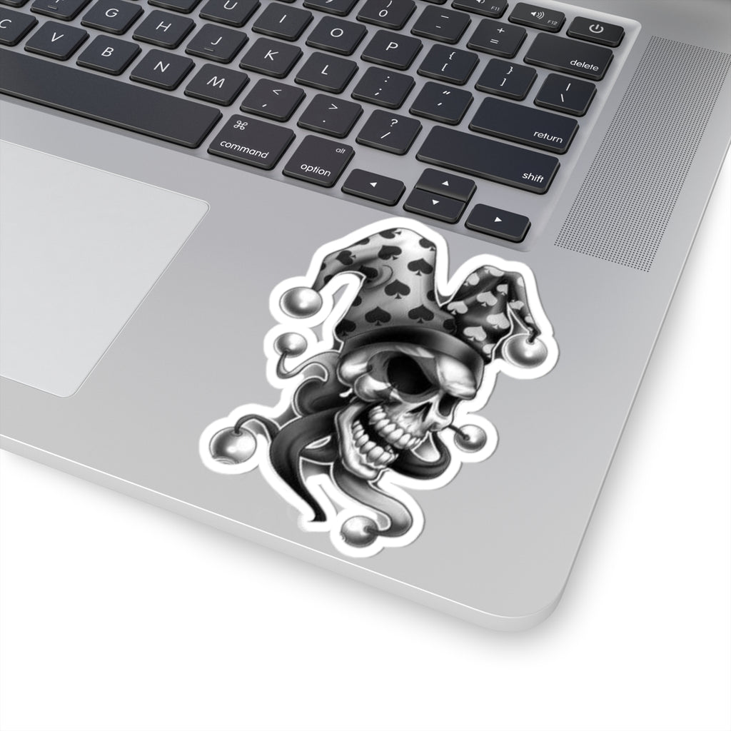 Jester Skull Stickers - Cool Laptop Decal, Goth Aesthetic Art, Dark Humor Gift, Halloween Decor, Unique Punk Accessories