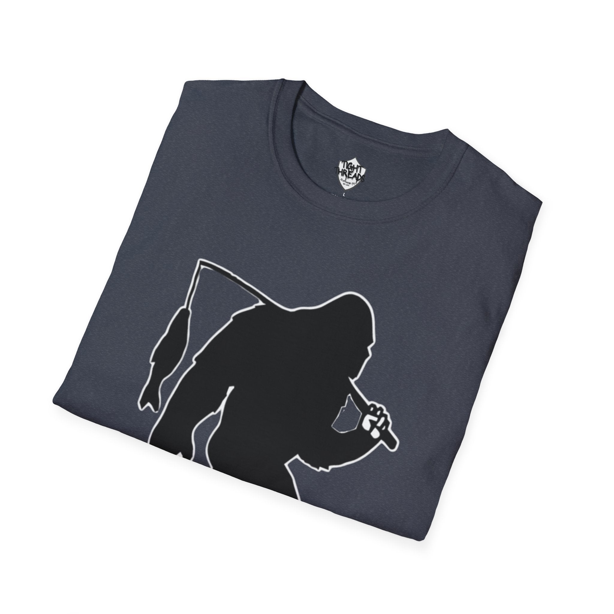 Bigfoot Fishing T-Shirt | Sasquatch Fisherman Silhouette