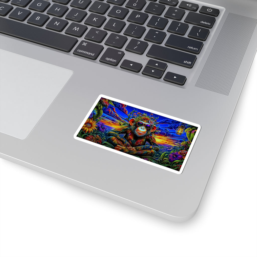 Psychedelic Monkey Kiss-Cut Stickers Funky Laptop Decals, Colorful Water Bottle Stickers, Unique Wall Art, Monkey Lover Gifts