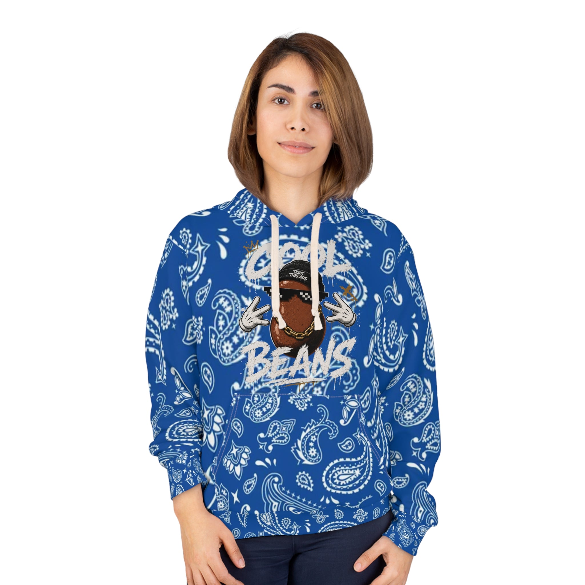 Cool Beans Blue Bandana Hoodie | All-Over Print Pullover