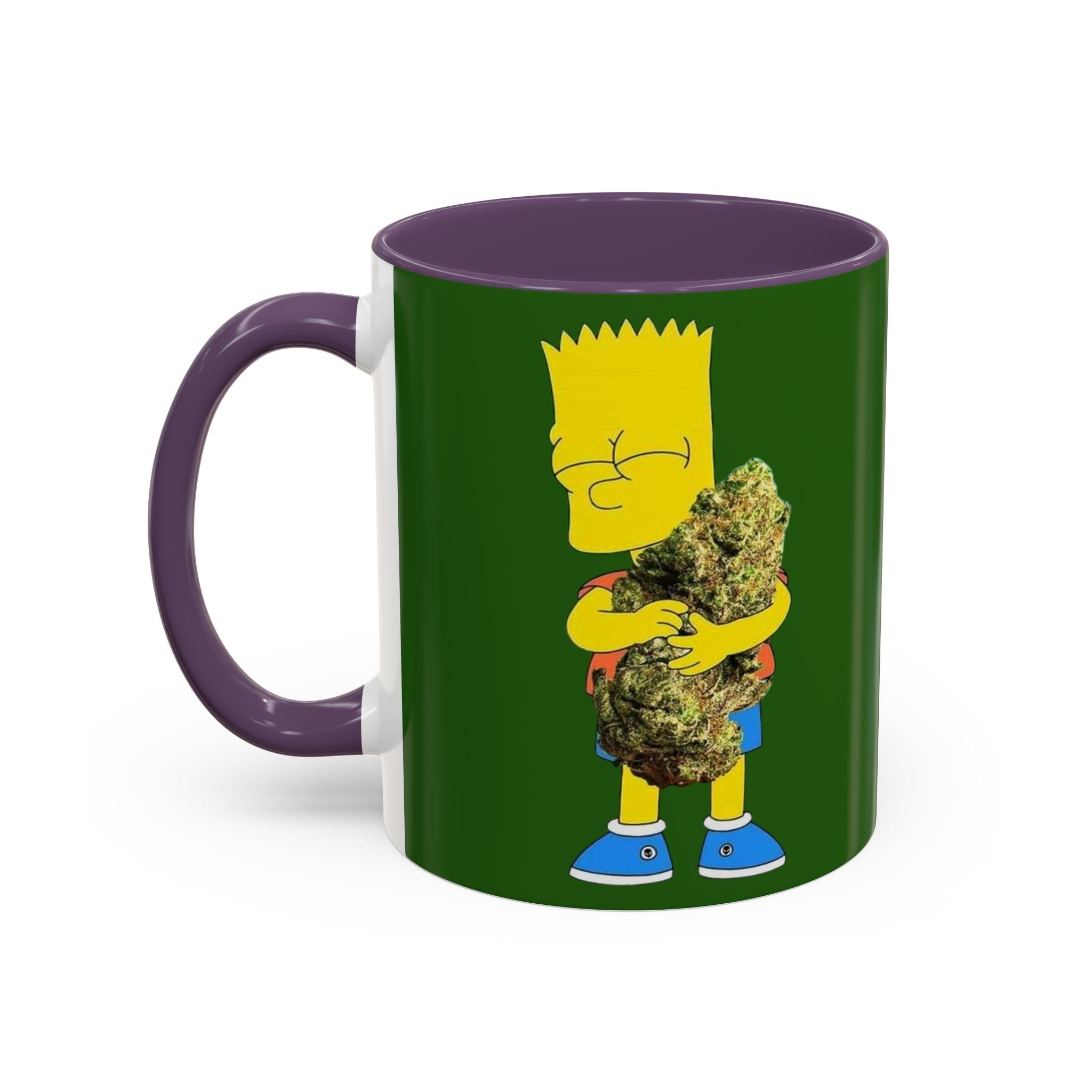 Leafy Green Lettering Accent Coffee Mug 11oz 15oz | Forest Background, Contrasting Handle