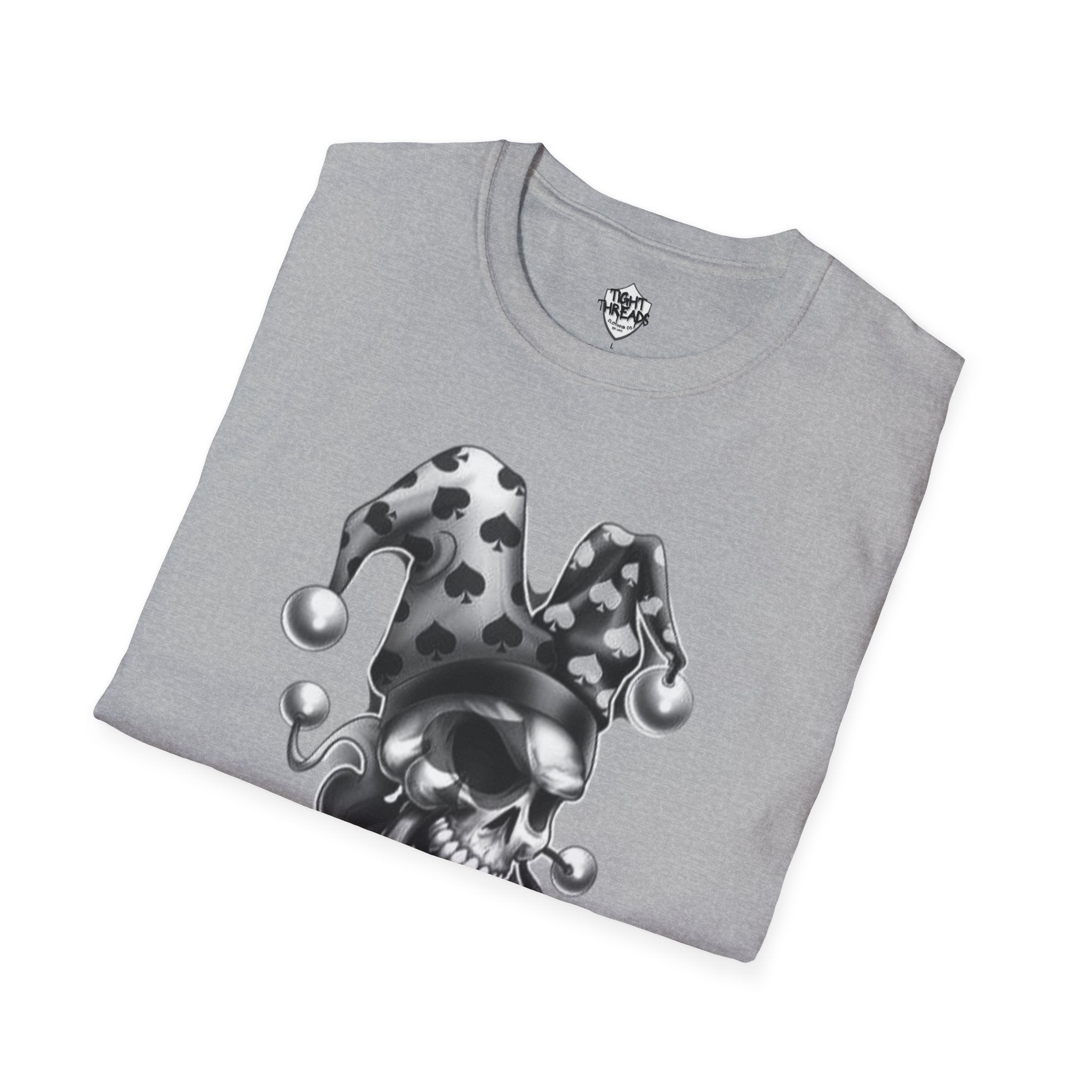Skull Jester Tee - Unisex Softstyle T-Shirt, Halloween Costume Tee, Graphic Tee, Funny Shirt, Unique Gift for Him/Her