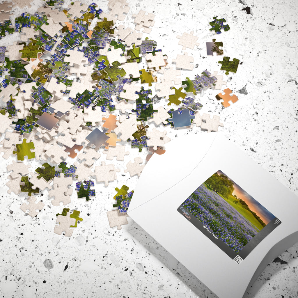 Bluebonnet Field Sunset Puzzle | Scenic Landscape Jigsaw