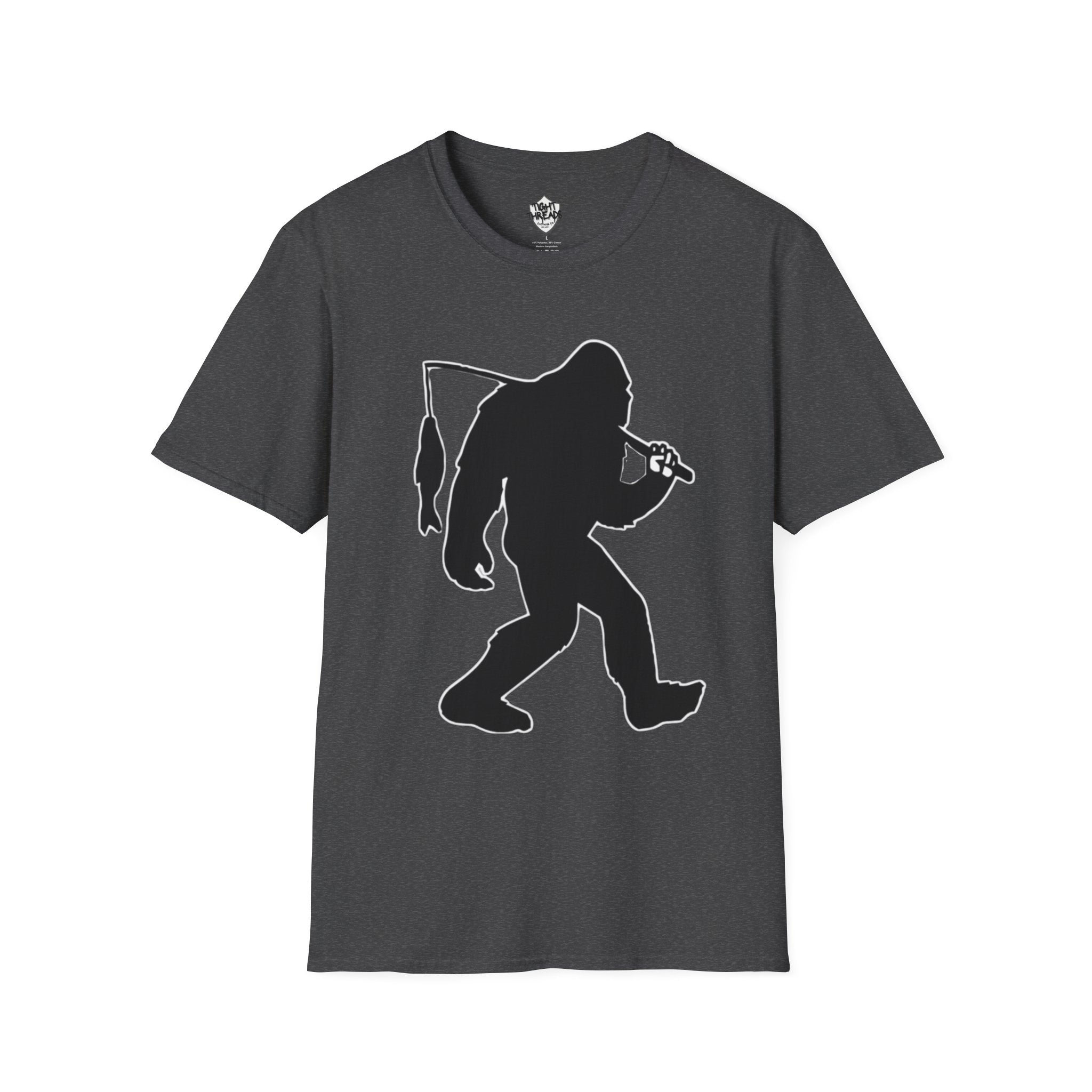 Bigfoot Fishing T-Shirt | Sasquatch Fisherman Silhouette