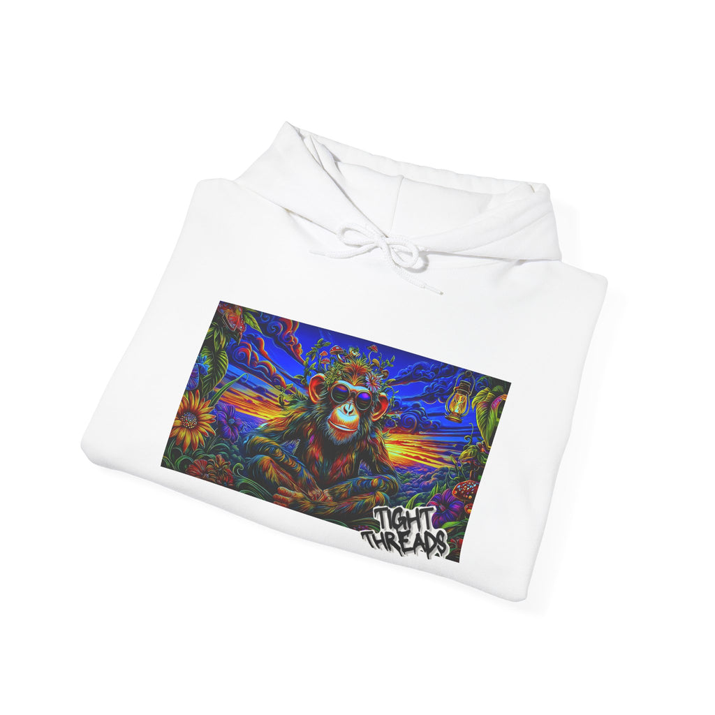 Colorful Cool Monkey Artistic Hoodie, Graphic Sweatshirt, Beach Vibe, Casual Streetwear, Cozy Gift, Unisex Hooded Sweatshirt