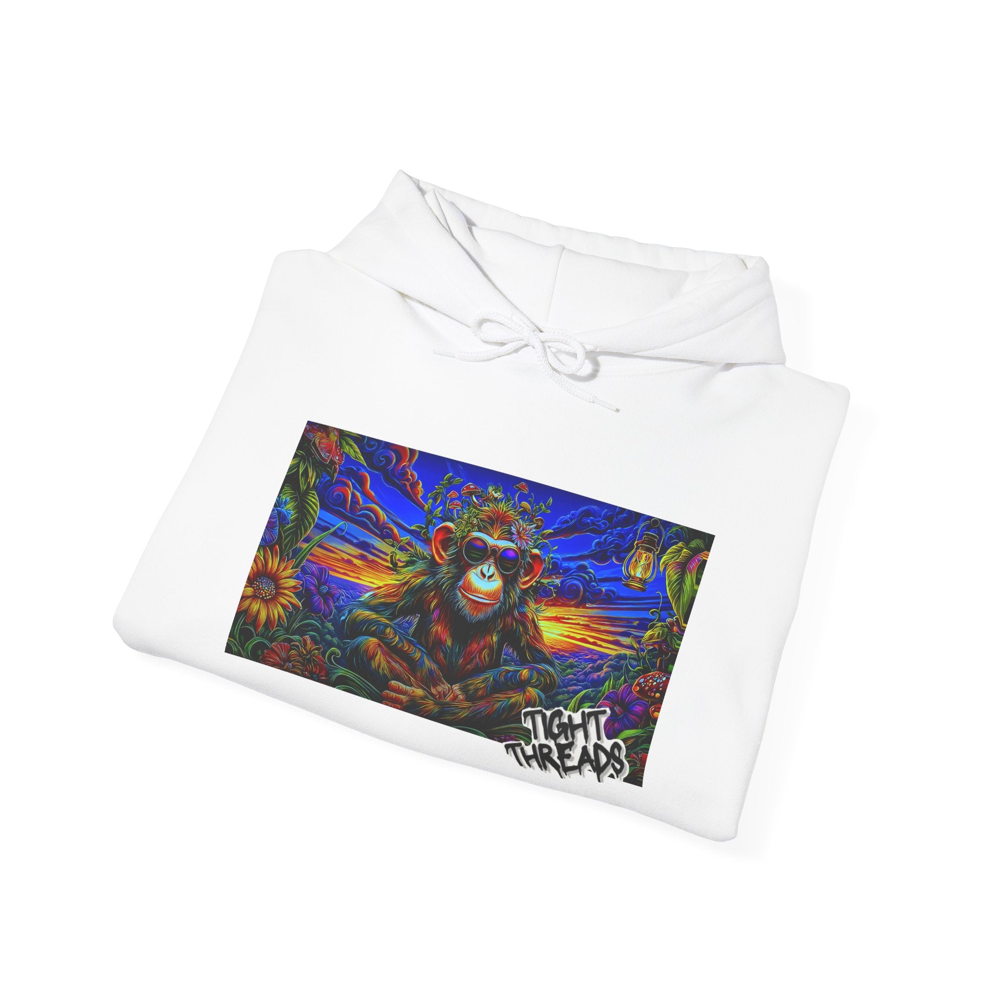 Colorful Cool Monkey Artistic Hoodie, Graphic Sweatshirt, Beach Vibe, Casual Streetwear, Cozy Gift, Unisex Hooded Sweatshirt