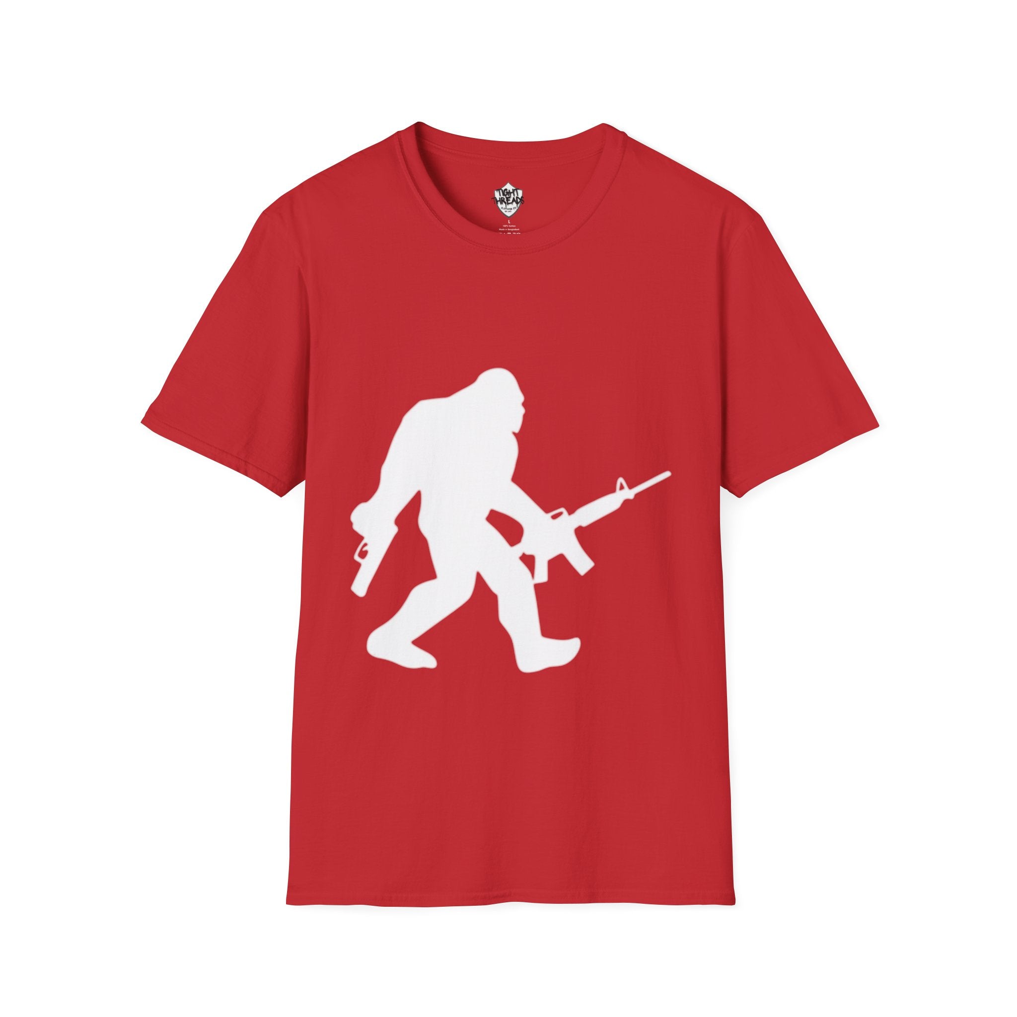 Sasquatch with Rifle T-Shirt | Bigfoot Hunting Silhouette Tee