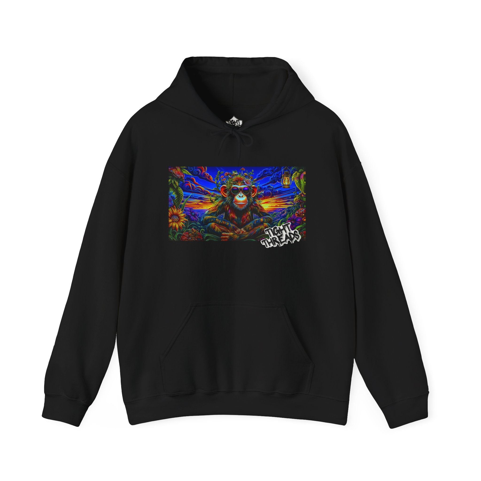 Colorful Cool Monkey Artistic Hoodie, Graphic Sweatshirt, Beach Vibe, Casual Streetwear, Cozy Gift, Unisex Hooded Sweatshirt