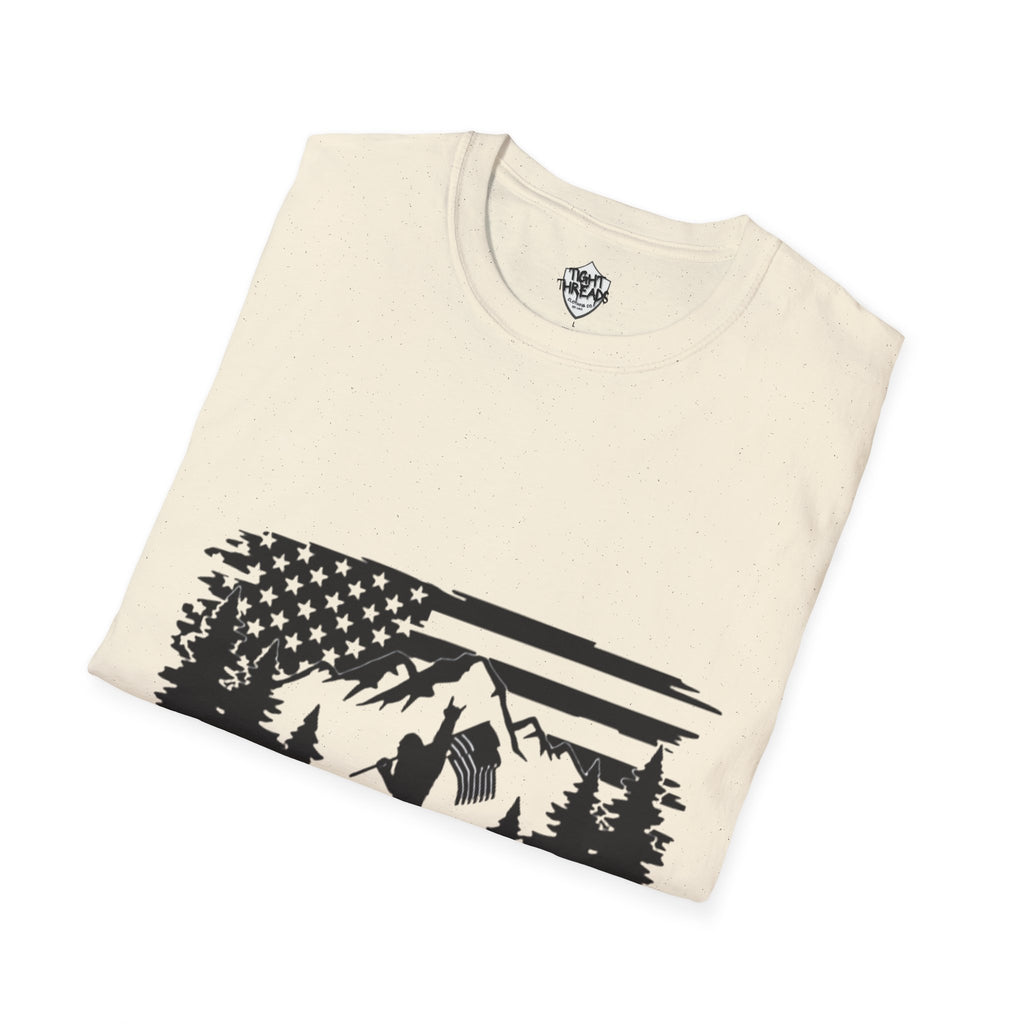 Bigfoot Forest Flag T-Shirt | Sasquatch Hiking Mountain Tee