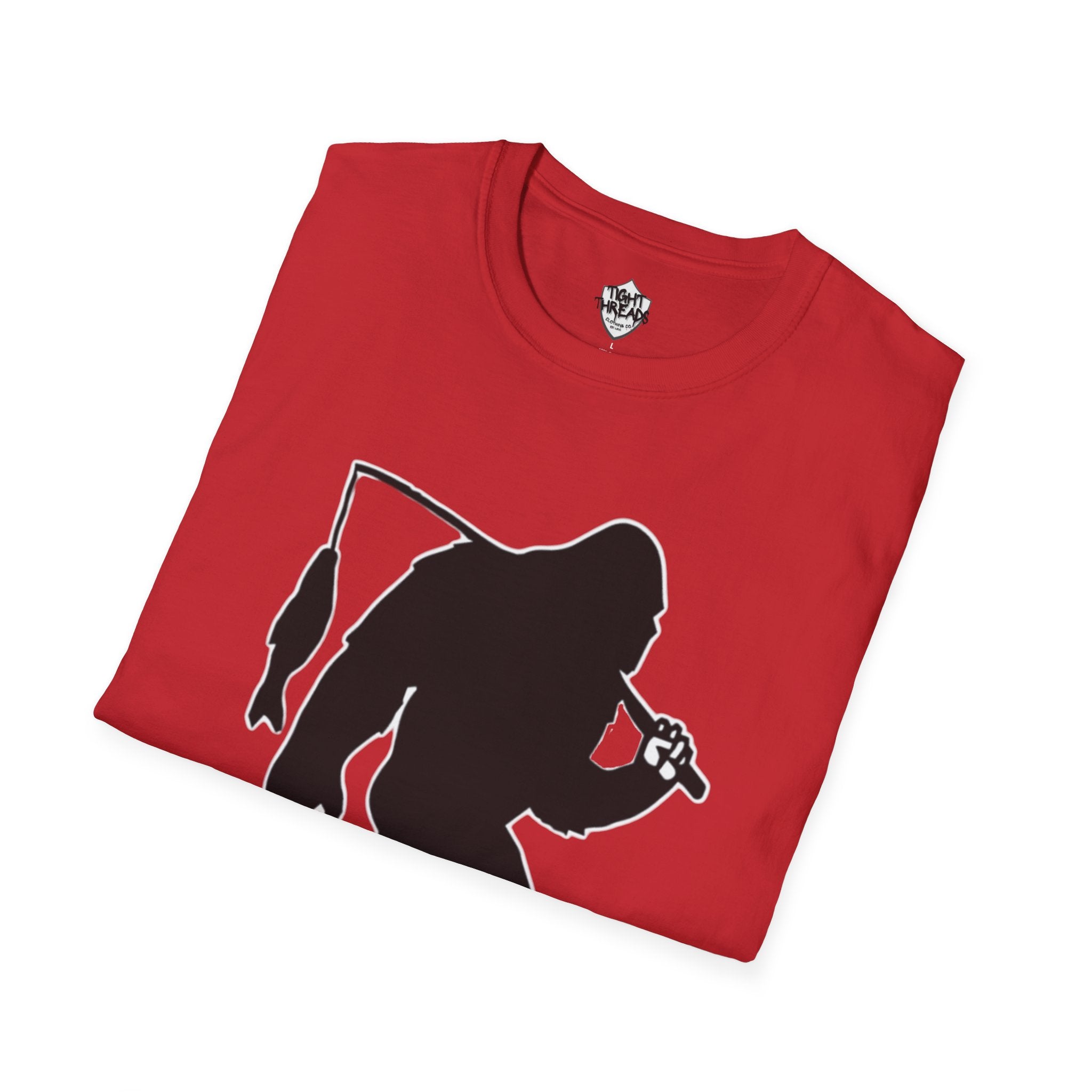 Bigfoot Fishing T-Shirt | Sasquatch Fisherman Silhouette