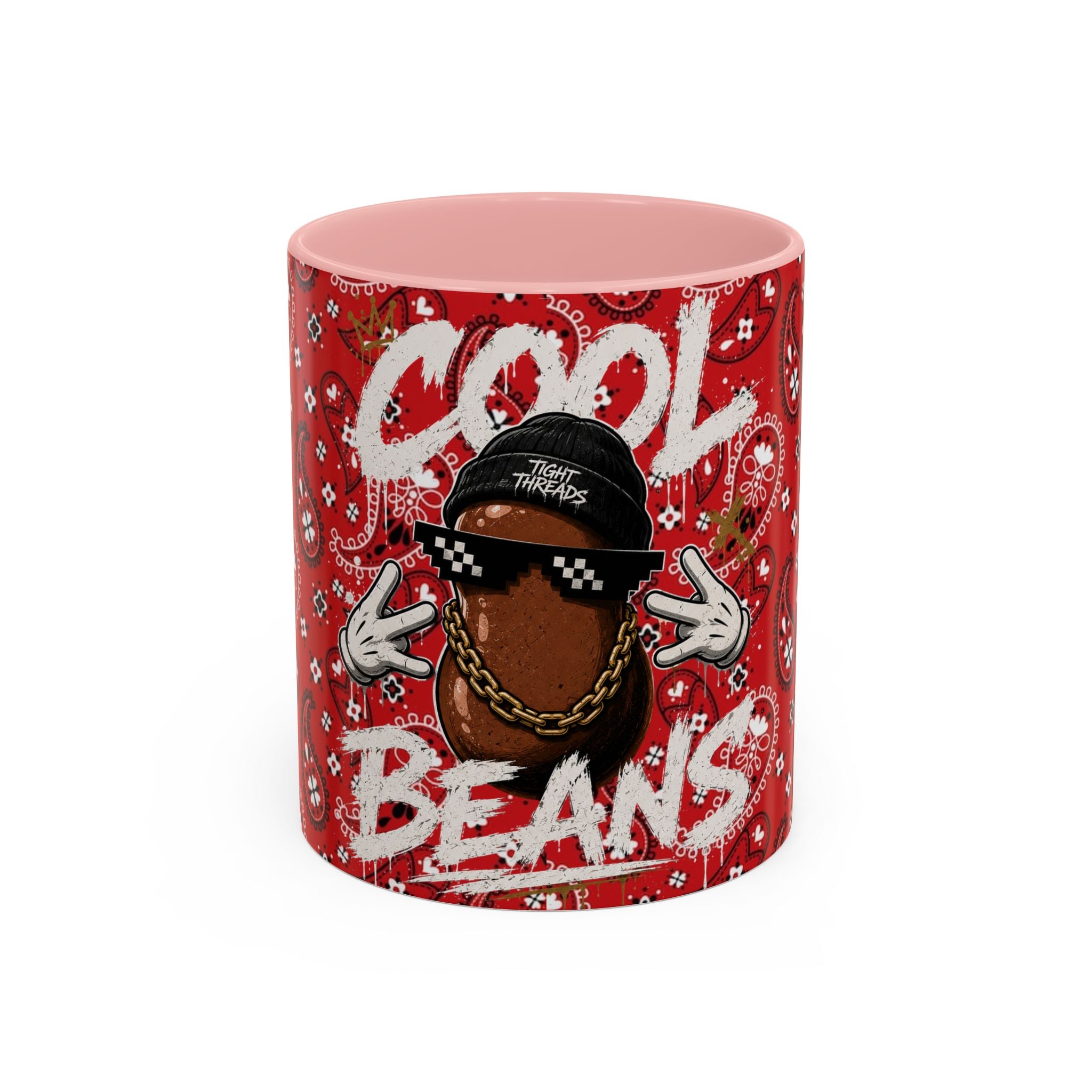 Cool Beans Mug | Red Bandana Coffee Cup, Hip-Hop Bean Graphic 11oz 15oz