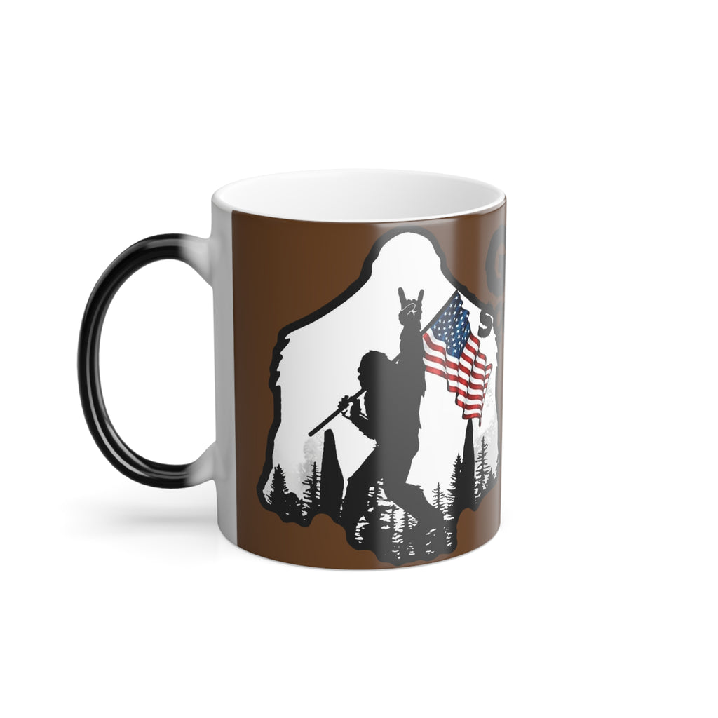 American Flag Gone Squatchin' Sasquatch Mug | Color Morphing 11oz
