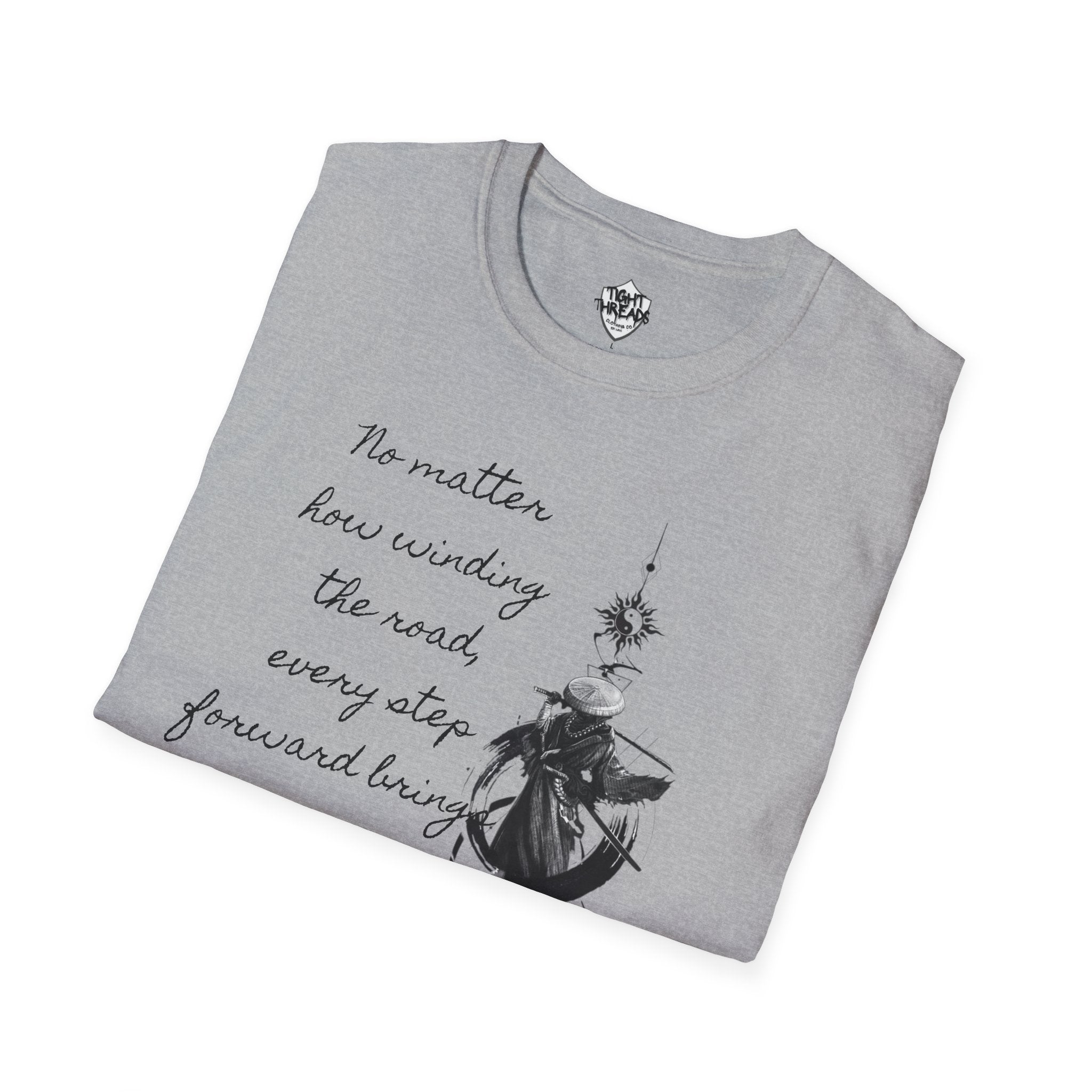 Samurai Unalome Inspirational Quote T-Shirt, Motivational Tee, Unique Graphic Shirt, Gift for Friends, Casual Wear, Unisex Softstyle Tee