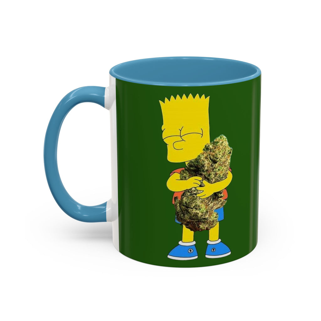 Leafy Green Lettering Accent Coffee Mug 11oz 15oz | Forest Background, Contrasting Handle