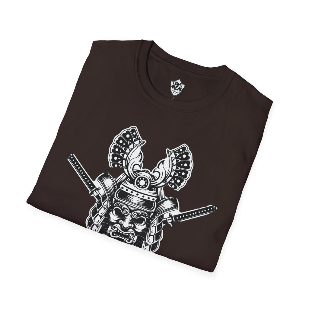Samurai Skull Graphic T-Shirt, Unisex Softstyle Tee, Edgy Streetwear, Perfect for Anime Fans, Casual Wear, Birthday Gift