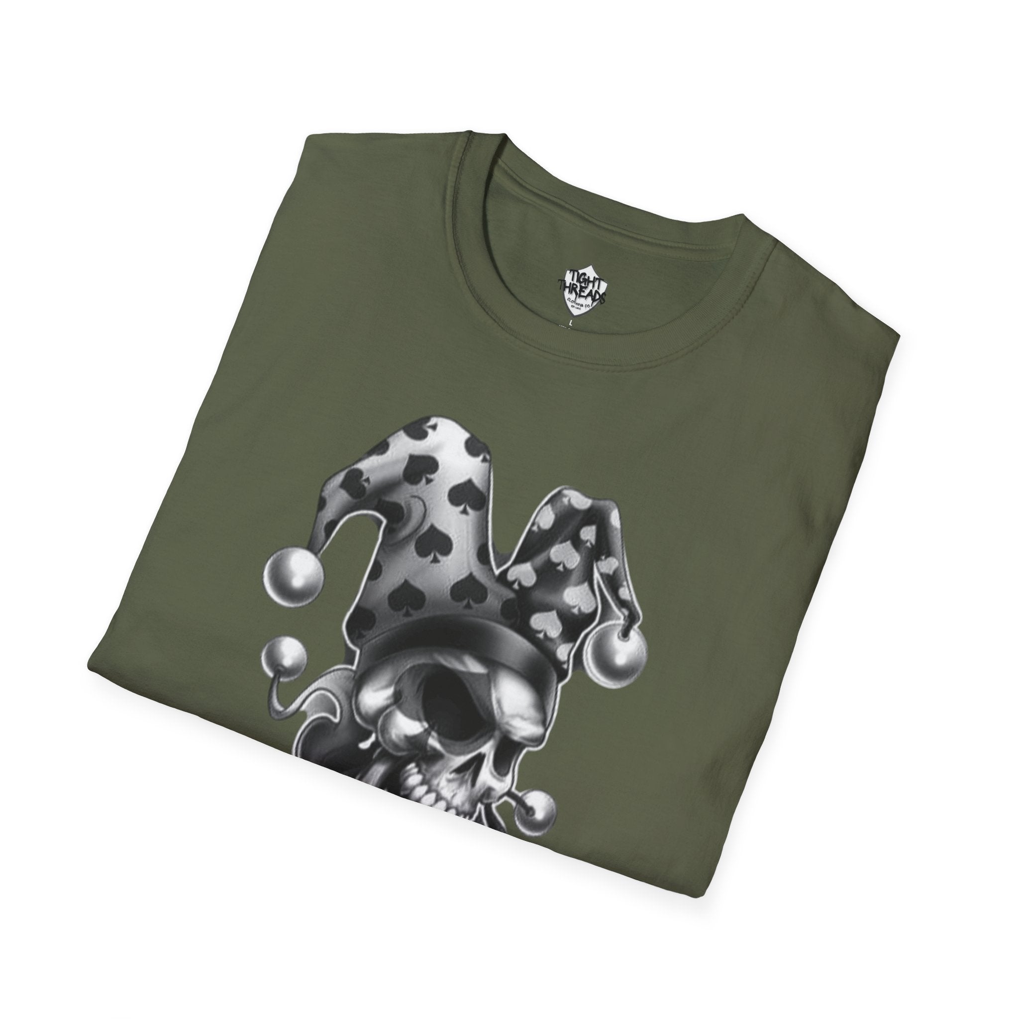 Skull Jester Tee - Unisex Softstyle T-Shirt, Halloween Costume Tee, Graphic Tee, Funny Shirt, Unique Gift for Him/Her