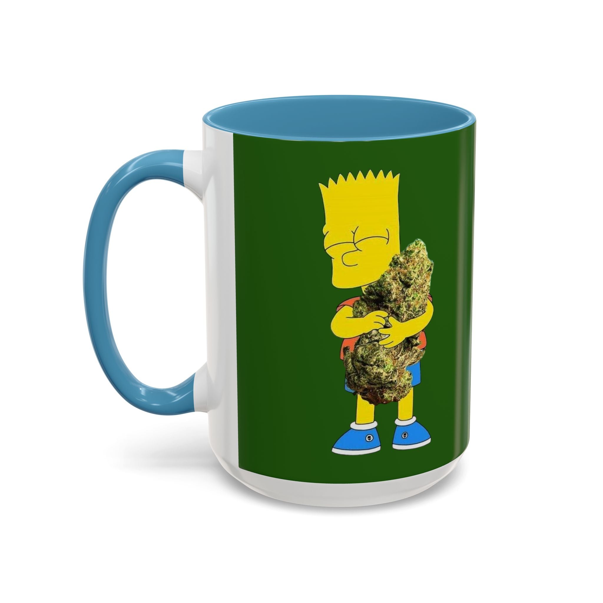 Leafy Green Lettering Accent Coffee Mug 11oz 15oz | Forest Background, Contrasting Handle