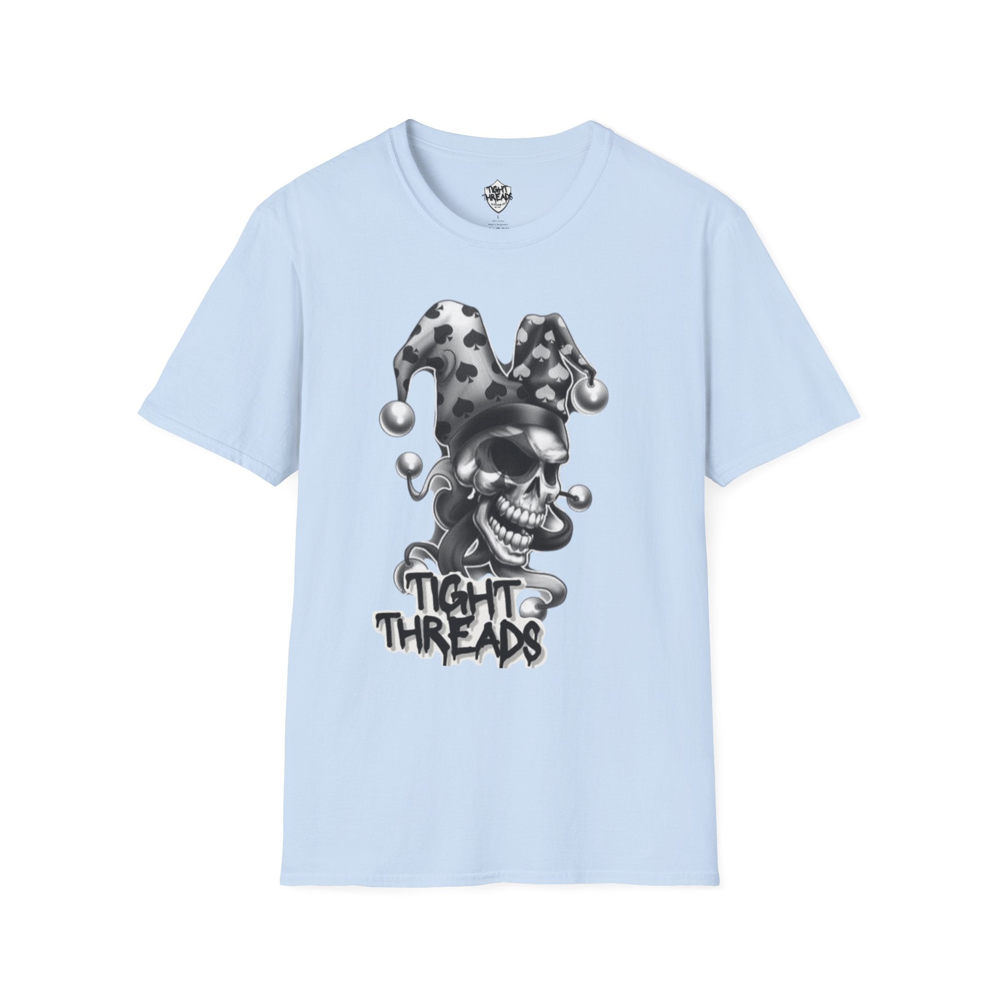 Skull Jester Tee - Unisex Softstyle T-Shirt, Halloween Costume Tee, Graphic Tee, Funny Shirt, Unique Gift for Him/Her
