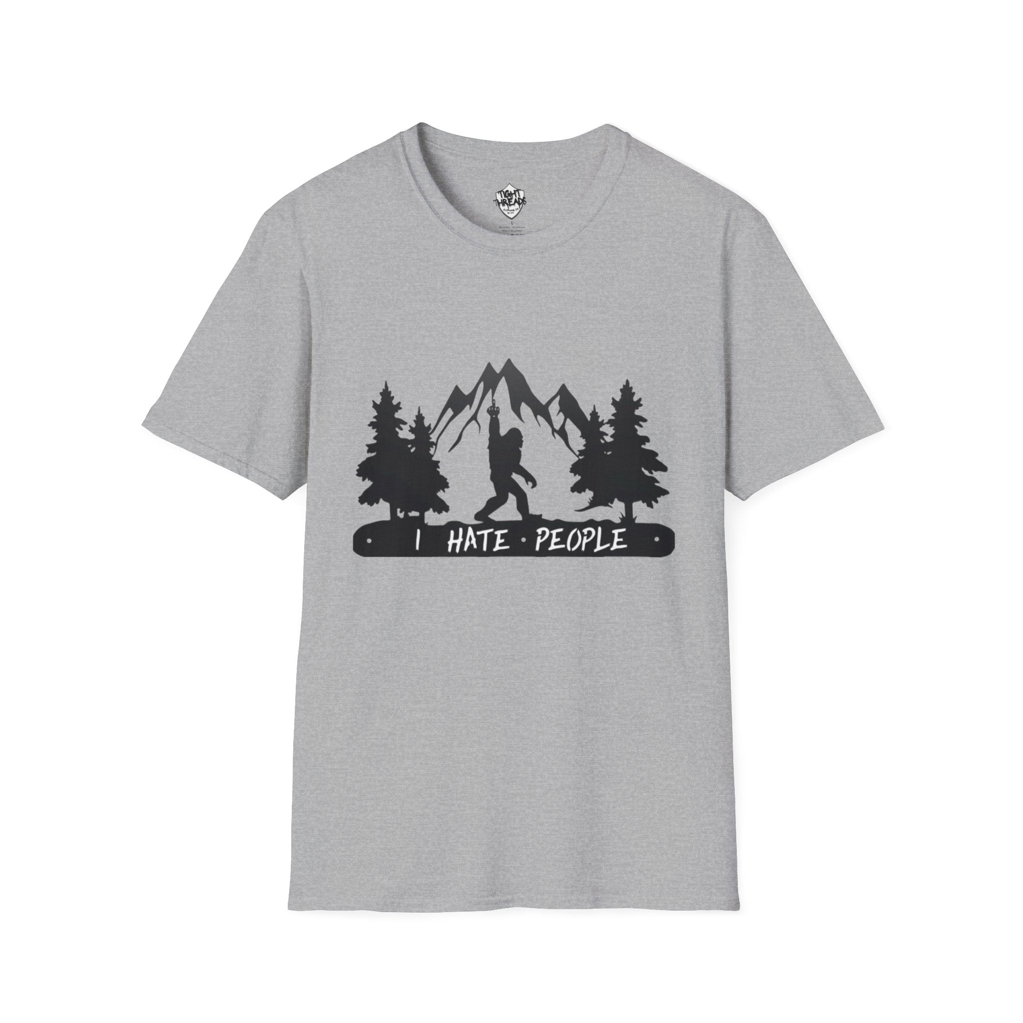 Bigfoot I Hate People mountain silhouette T-Shirt | hiker outdoors trees