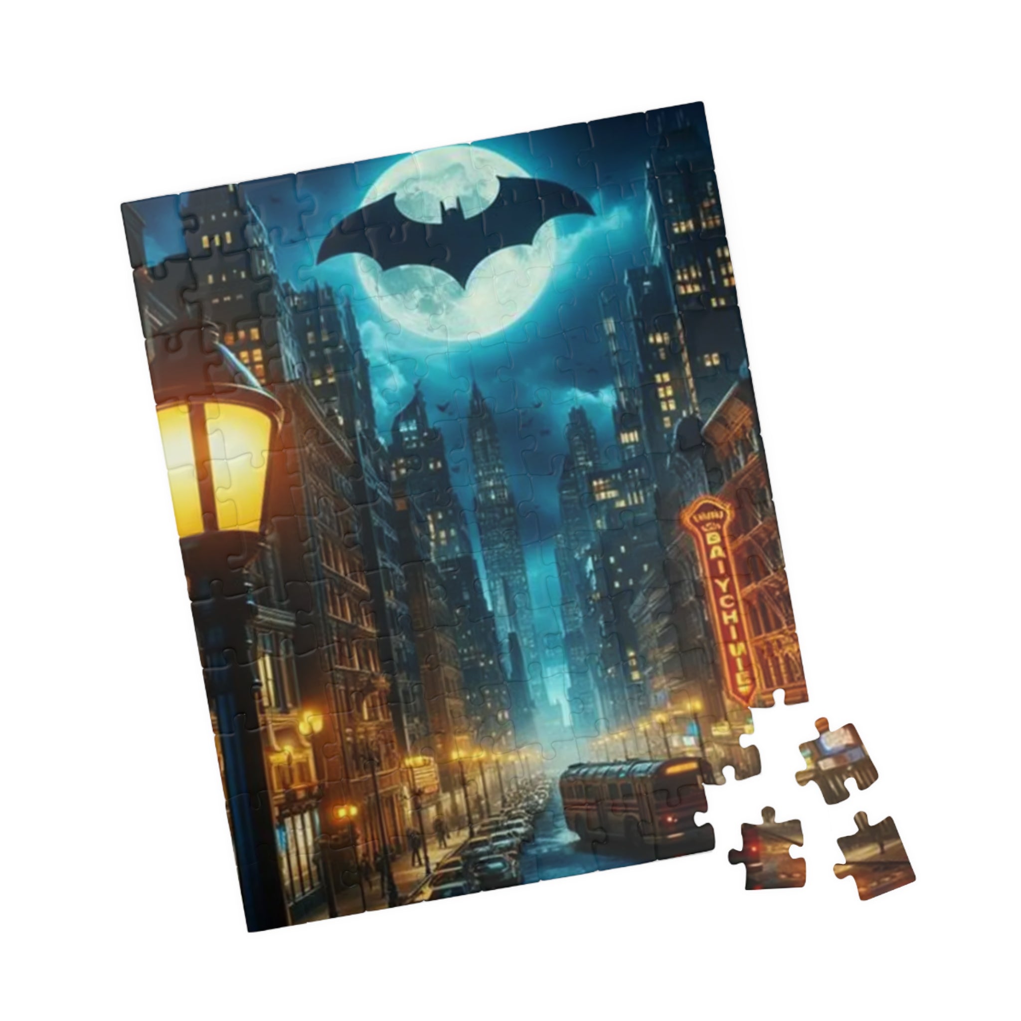 Gotham Night Skyline Batman signal Puzzle