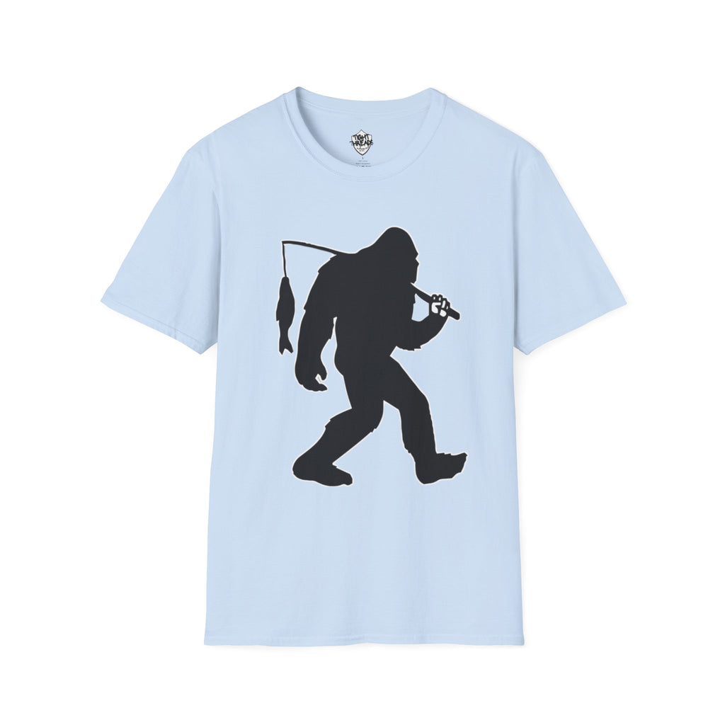 Bigfoot Fishing T-Shirt | Sasquatch Fisherman Silhouette