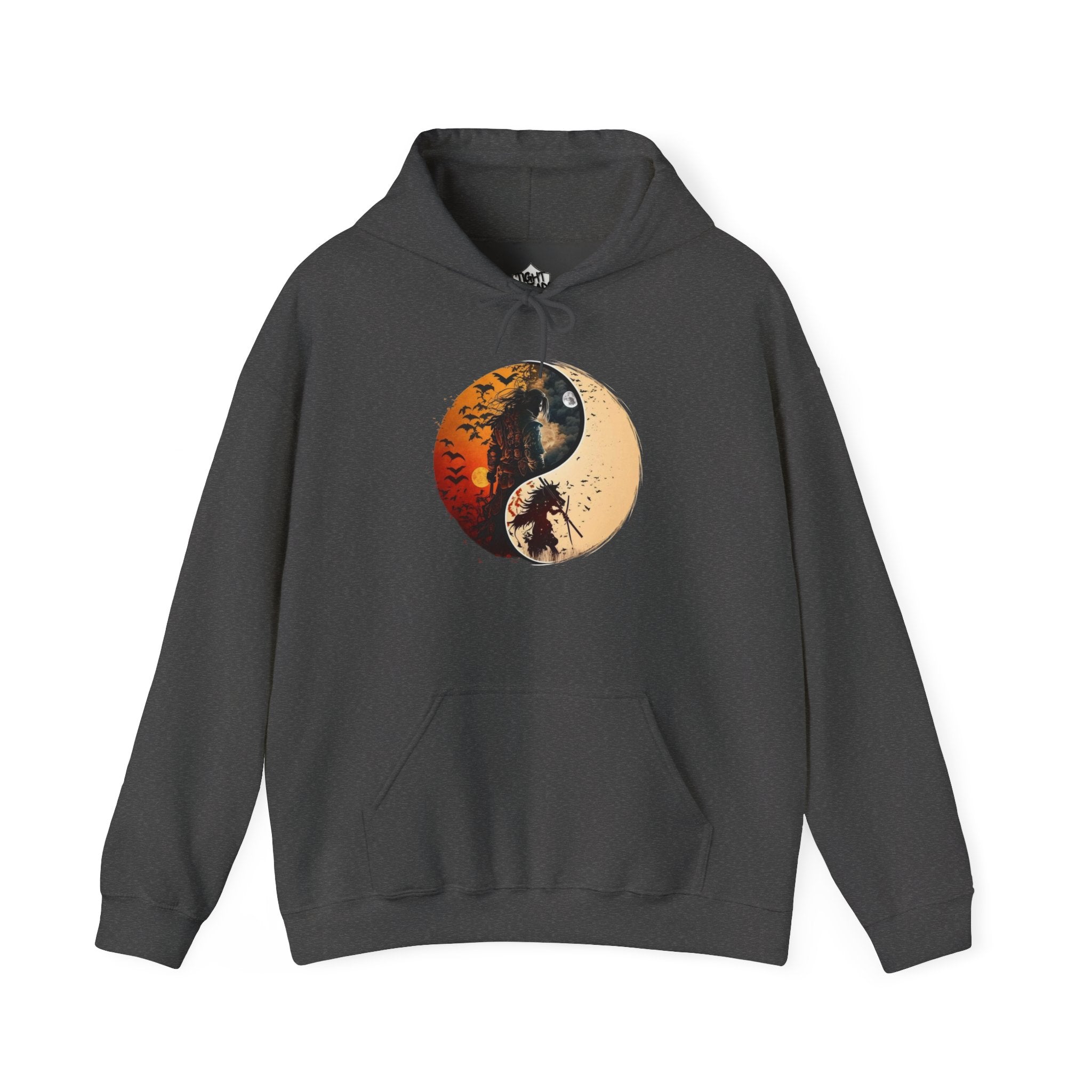 Yin Yang Samurai Hoodie - Cozy Streetwear, Unisex Fashion, Meditation Gift, Casual Wear, Spiritual Apparel