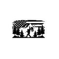 Sasquatch Hiker with American Flag Sticker | Kiss-Cut Sticker