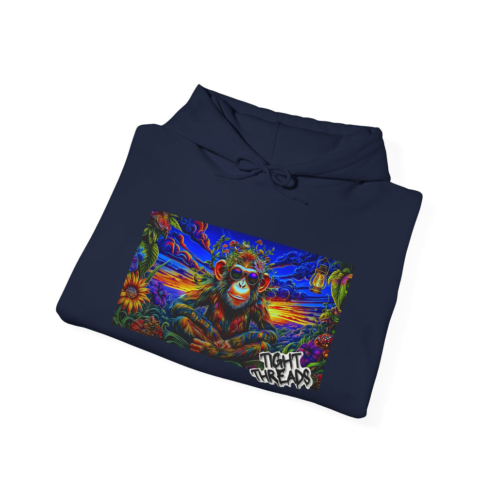 Colorful Cool Monkey Artistic Hoodie, Graphic Sweatshirt, Beach Vibe, Casual Streetwear, Cozy Gift, Unisex Hooded Sweatshirt
